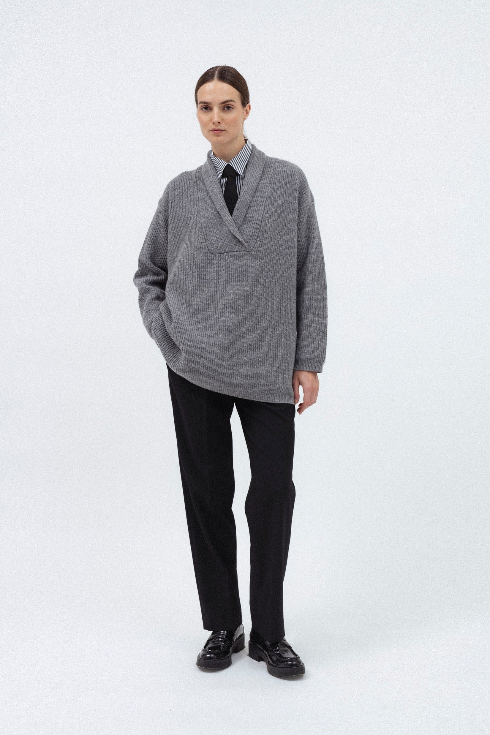 GREY MERINO WOOL SWEATER