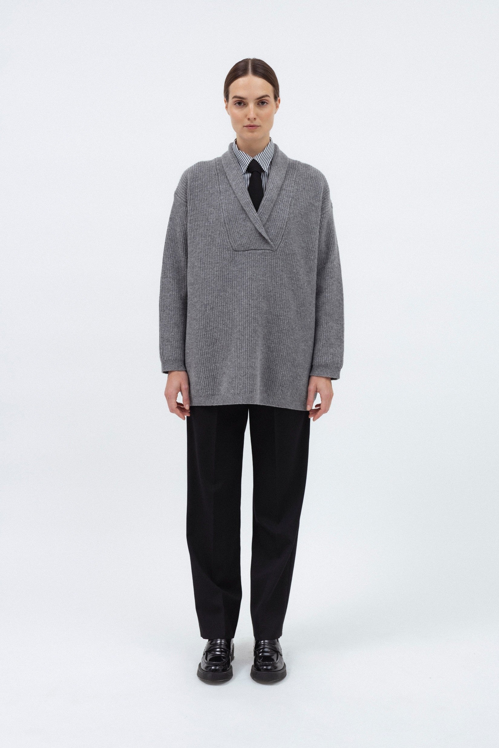 GREY MERINO WOOL SWEATER