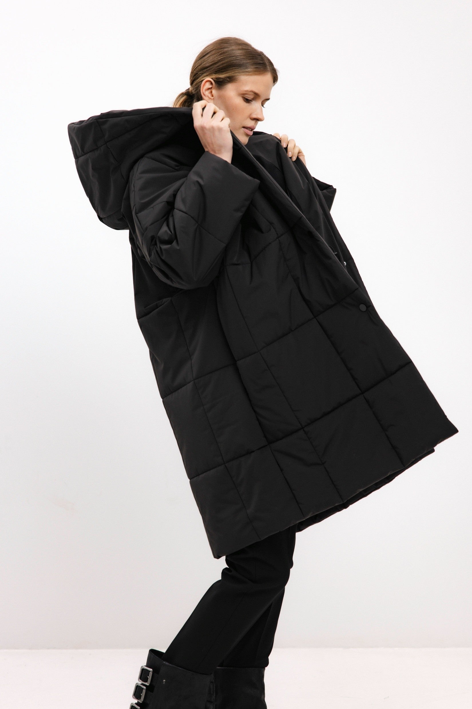 OVERSIZED QUILTED GRAPHITE JACKET