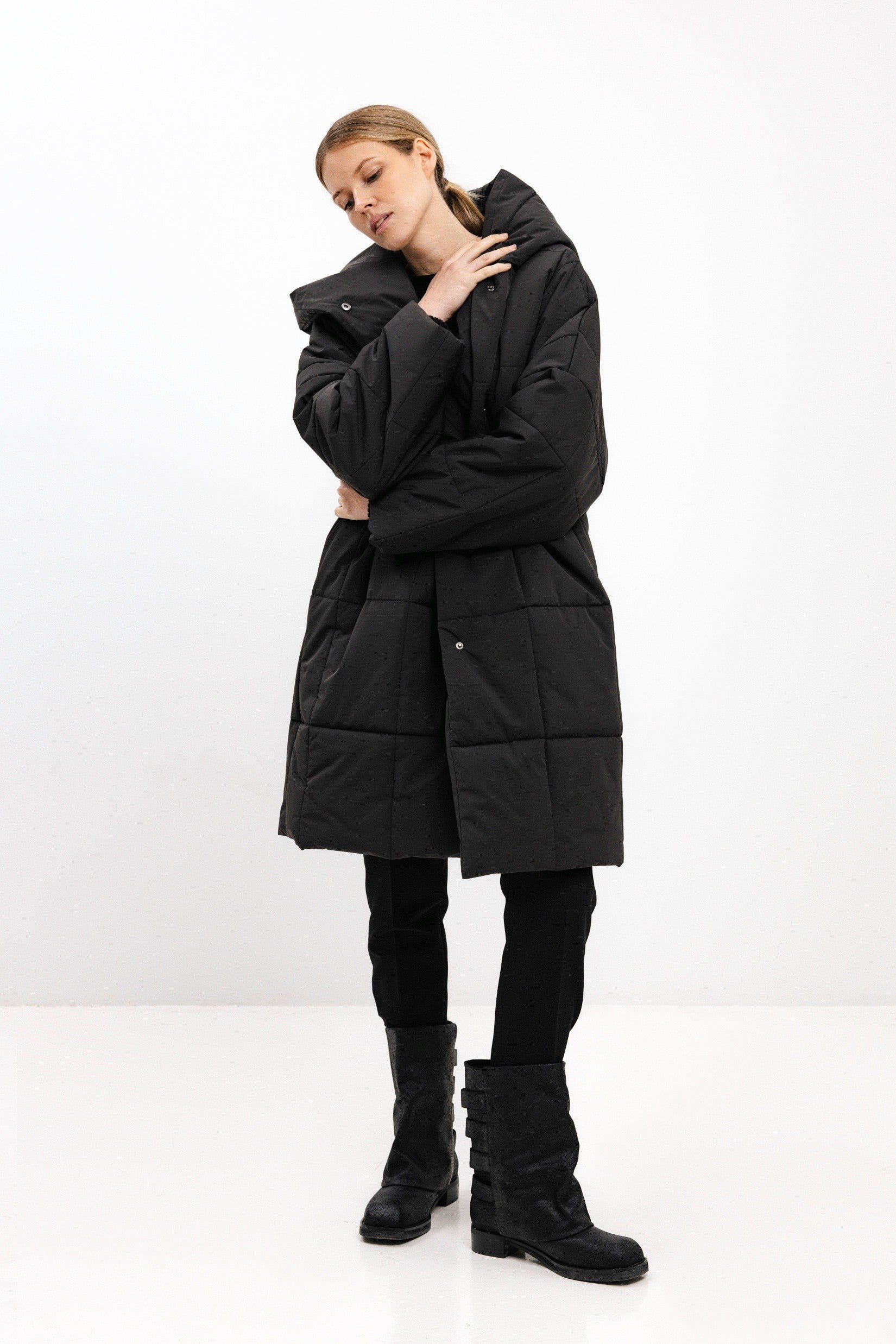 OVERSIZED QUILTED GRAPHITE JACKET