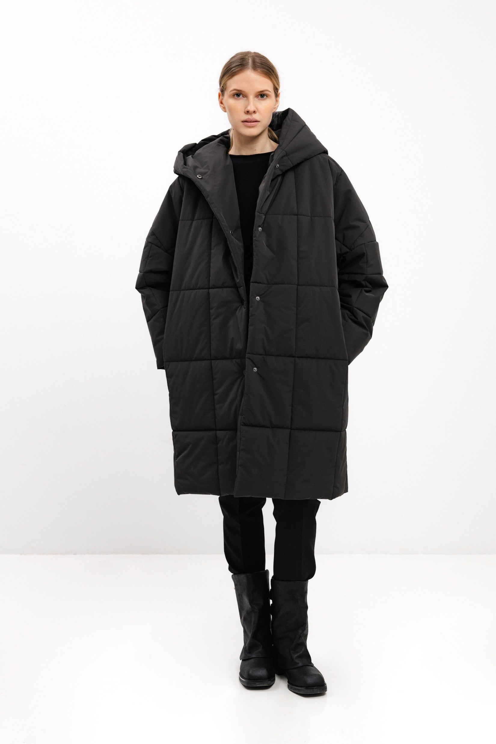 OVERSIZED QUILTED GRAPHITE JACKET