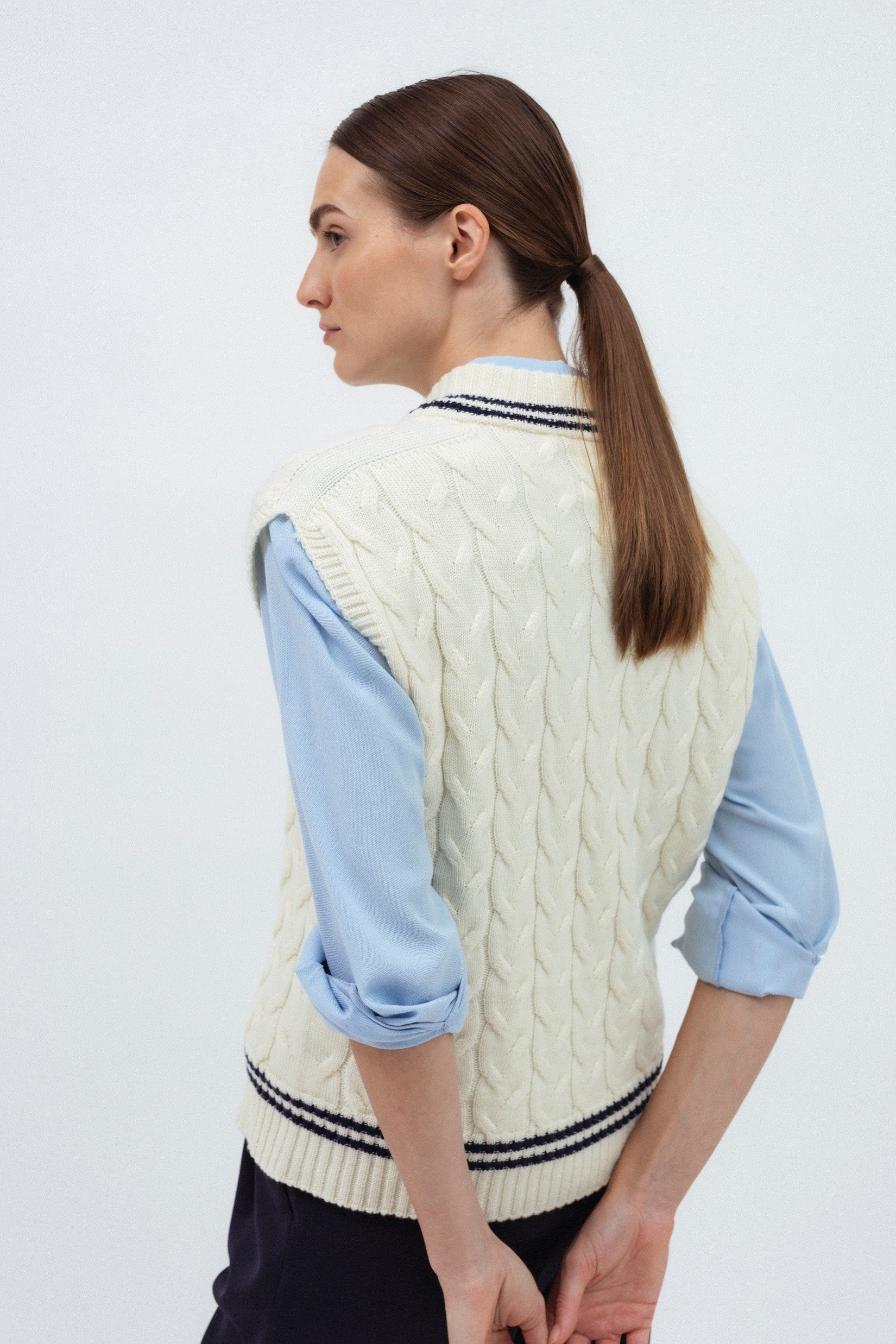 MILK MERINO WOOL KNIT VEST