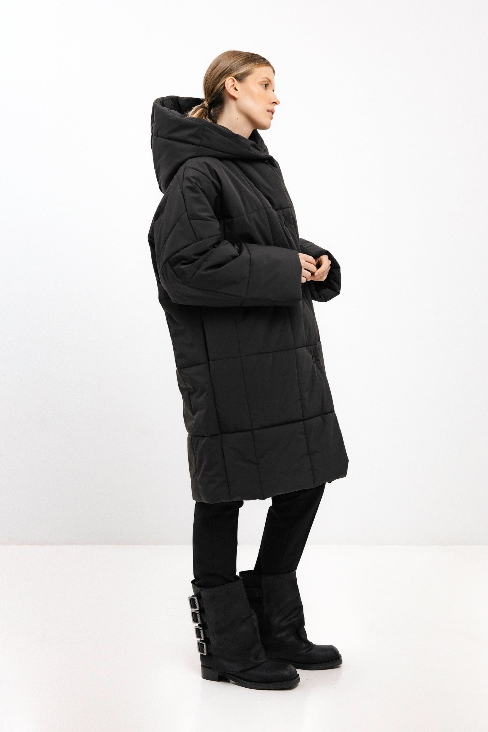OVERSIZED QUILTED GRAPHITE JACKET