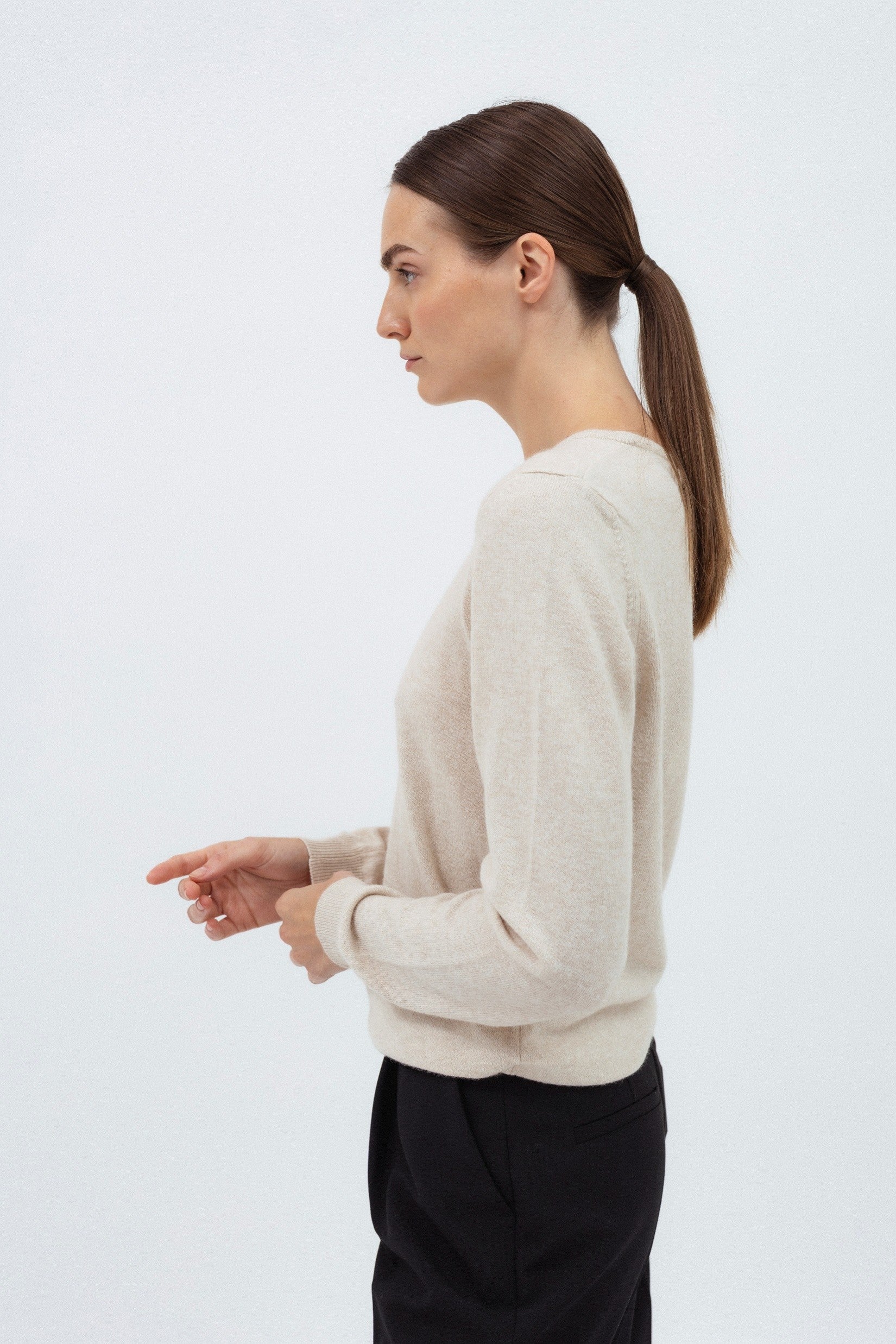 BEIGE SWEATER WITH WOOL