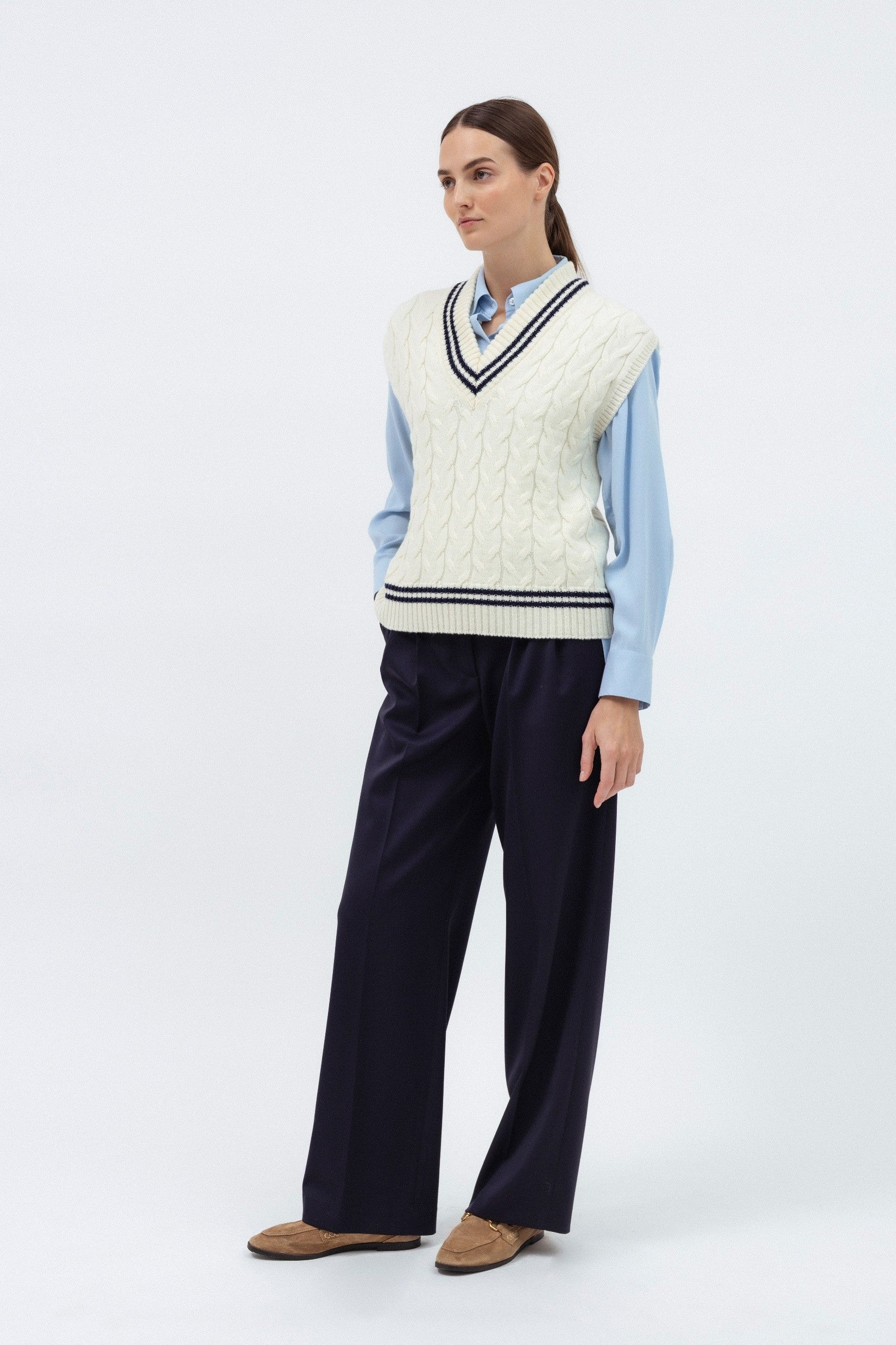 MILK MERINO WOOL KNIT VEST