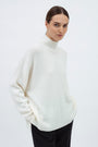 WHITE TURTLENECK MERINO WOOL SWEATER