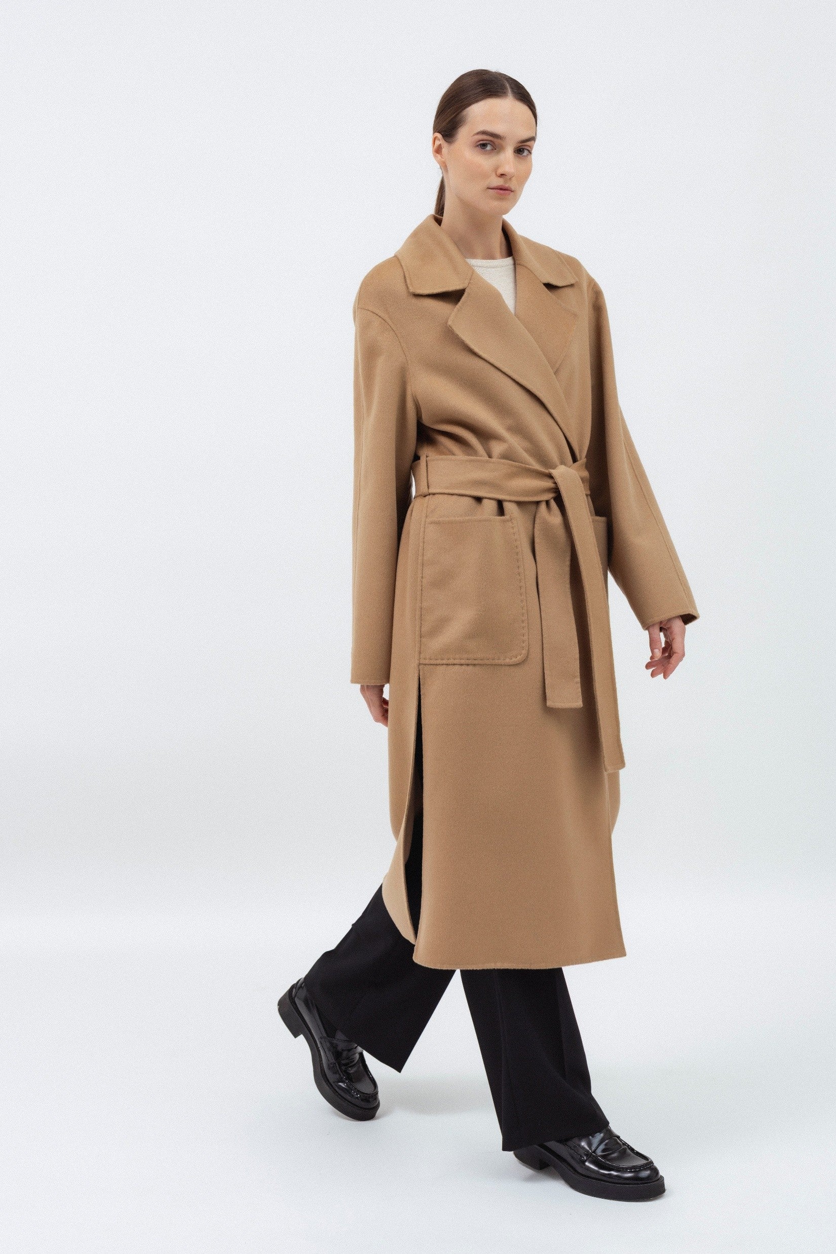 CAMEL DOUBLE-FACE WOOL COAT