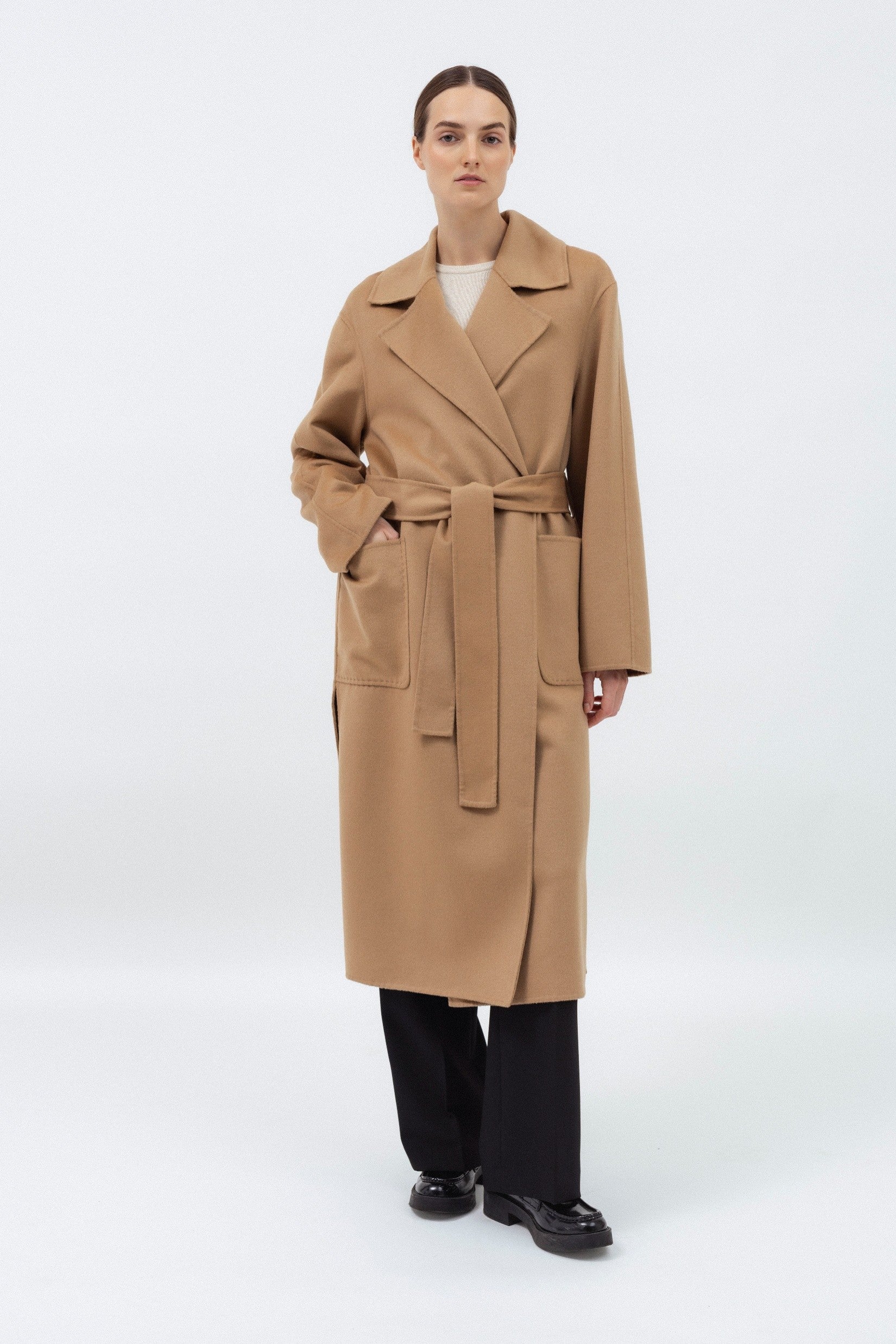 CAMEL DOUBLE-FACE WOOL COAT
