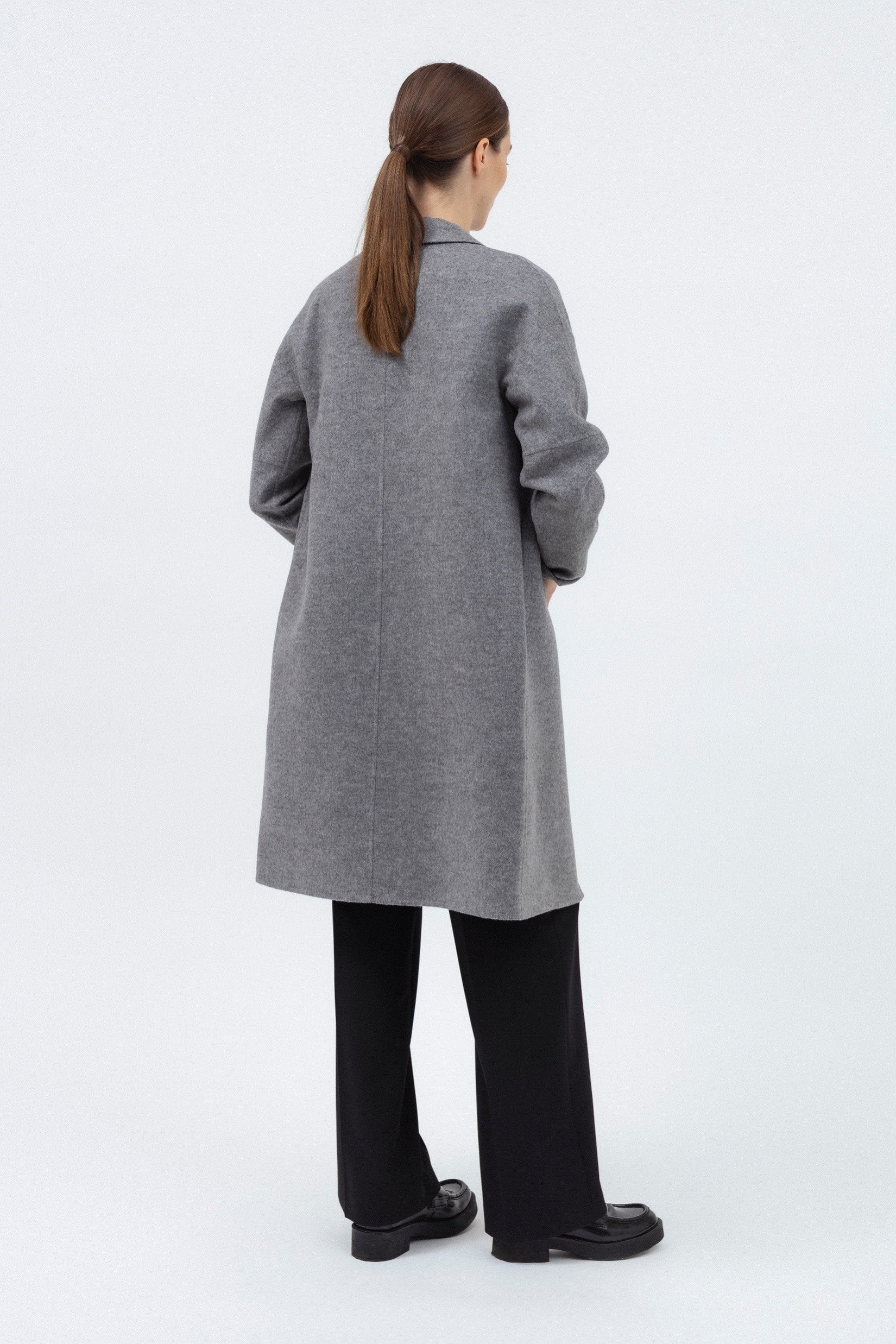 GREY DOUBLE-FACED WOOL COAT