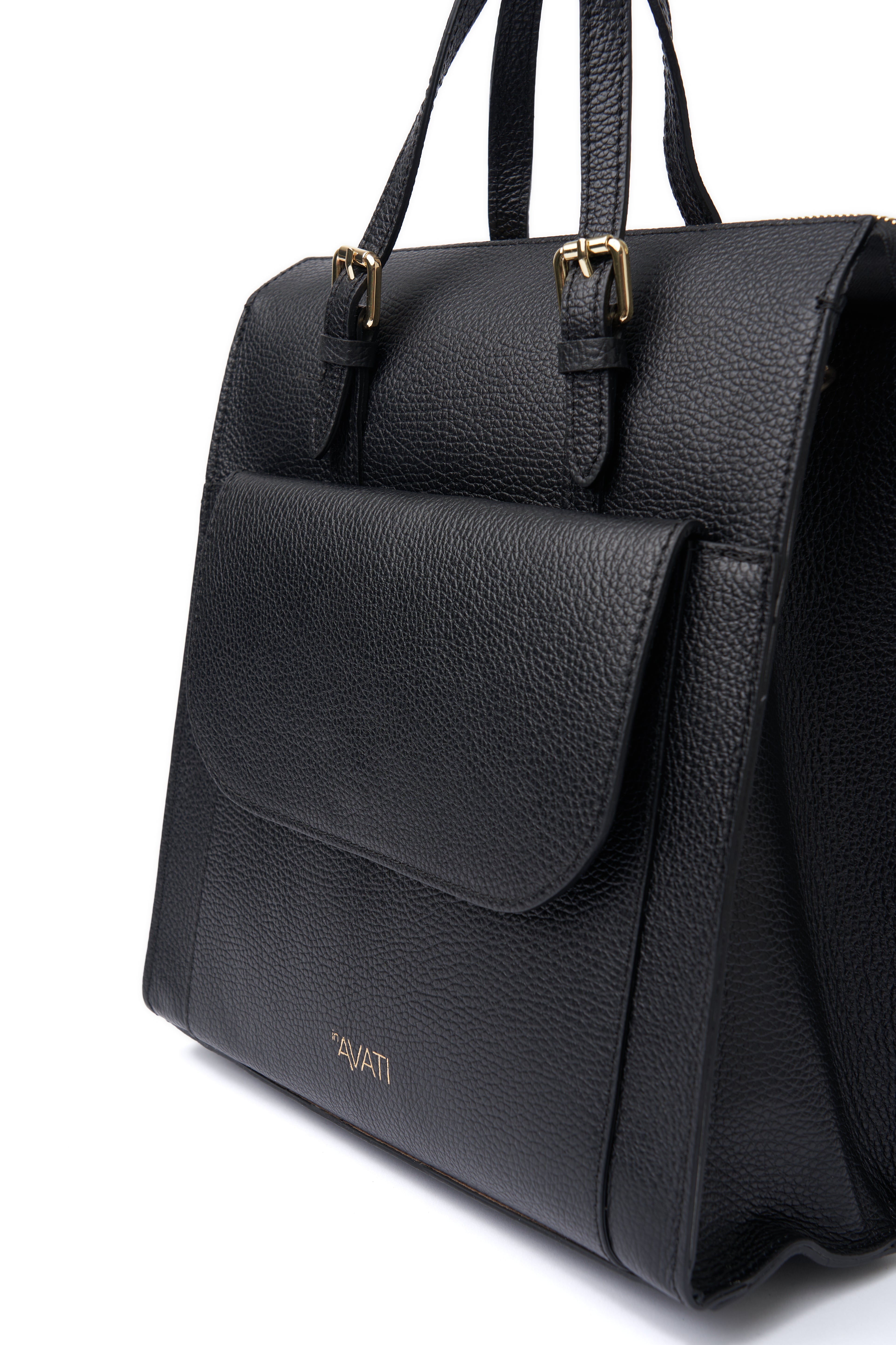 2in1 LEATHER BLACK HANDBAG