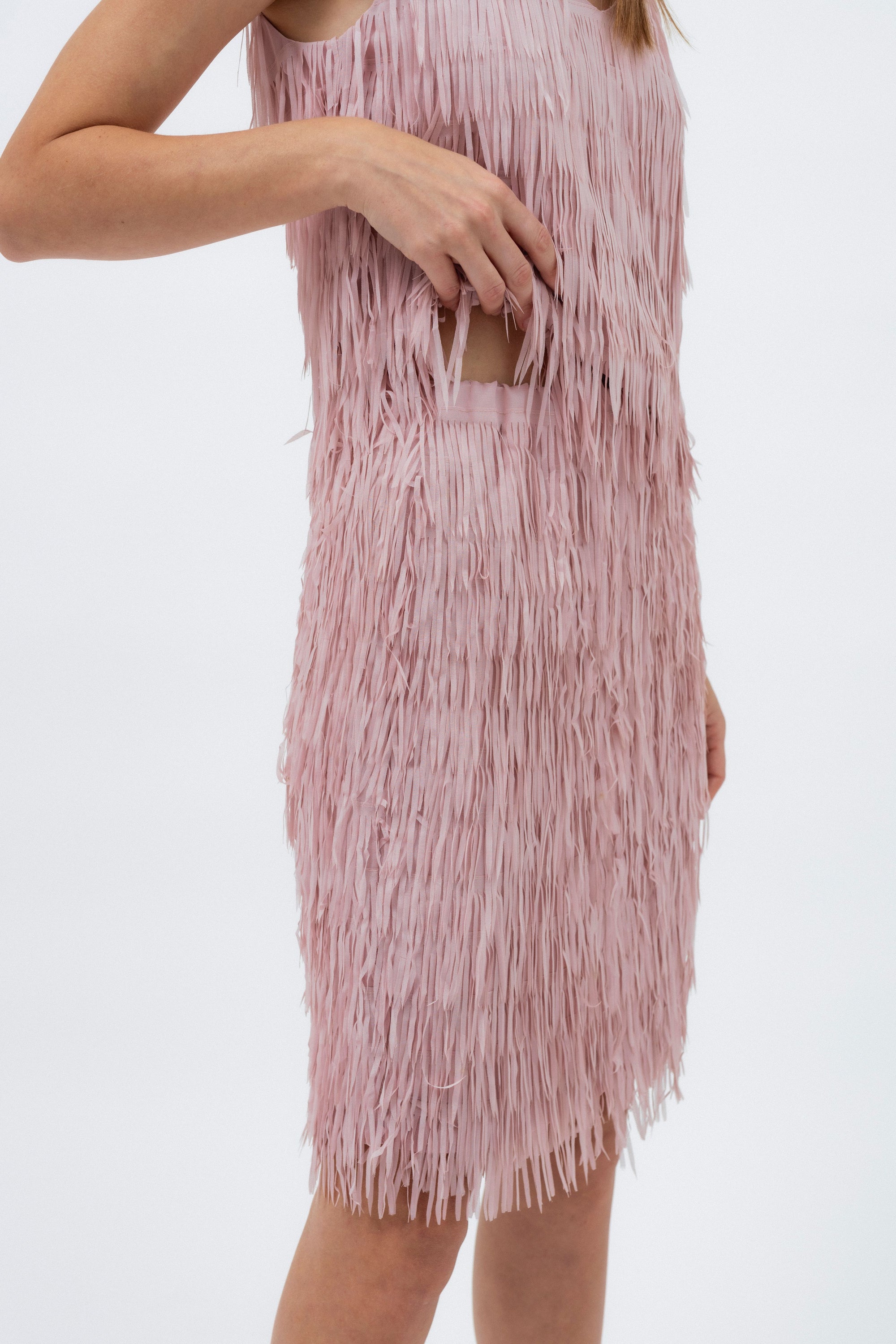 ROSE PINK FRINGED SKIRT
