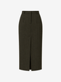 FOREST GREEN PINSTRIPE MIDI SKIRT