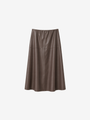 BROWN FAUX LEATHER MIDI SKIRT