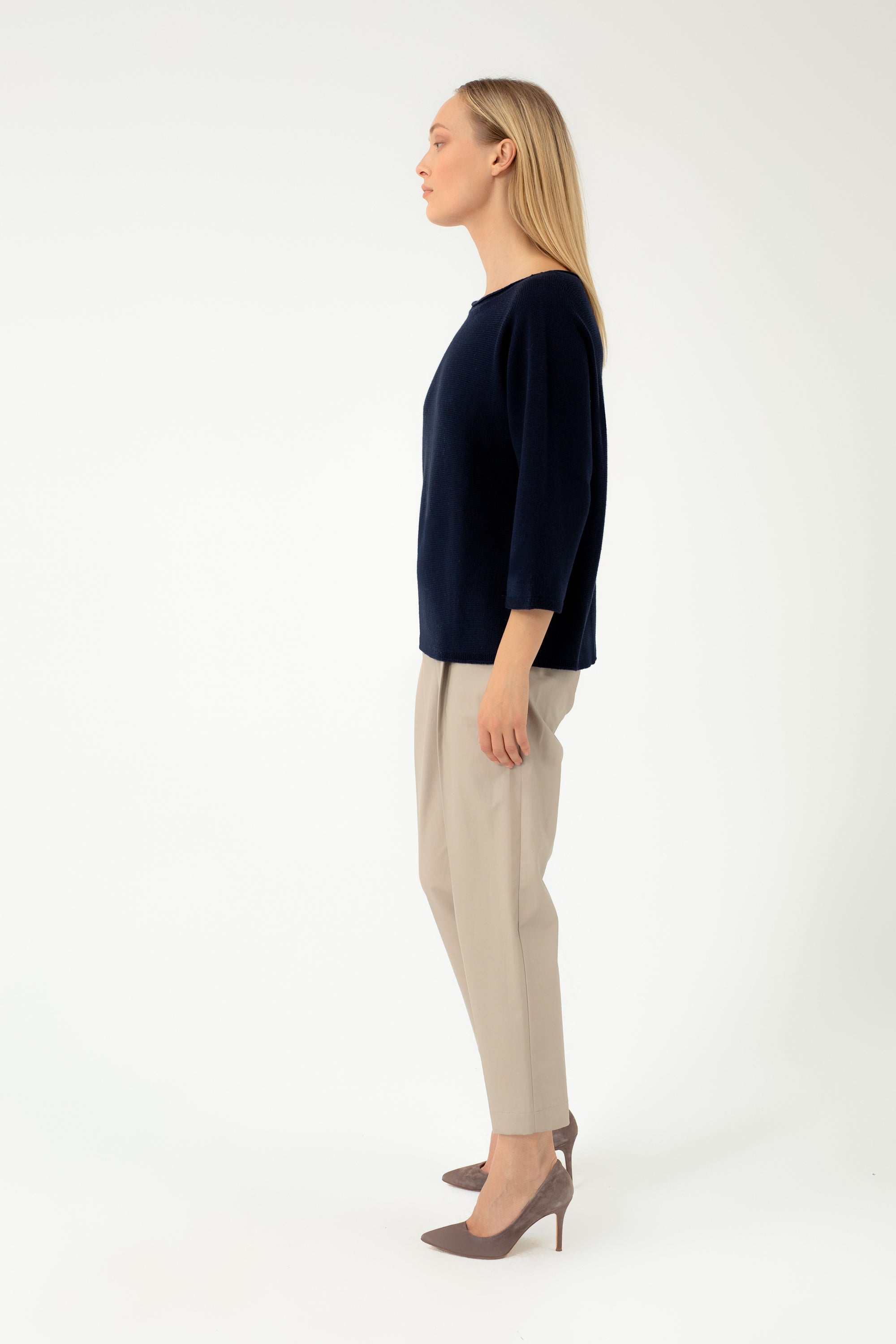 PURE WOOL LOOSE FIT NAVY SWEATER