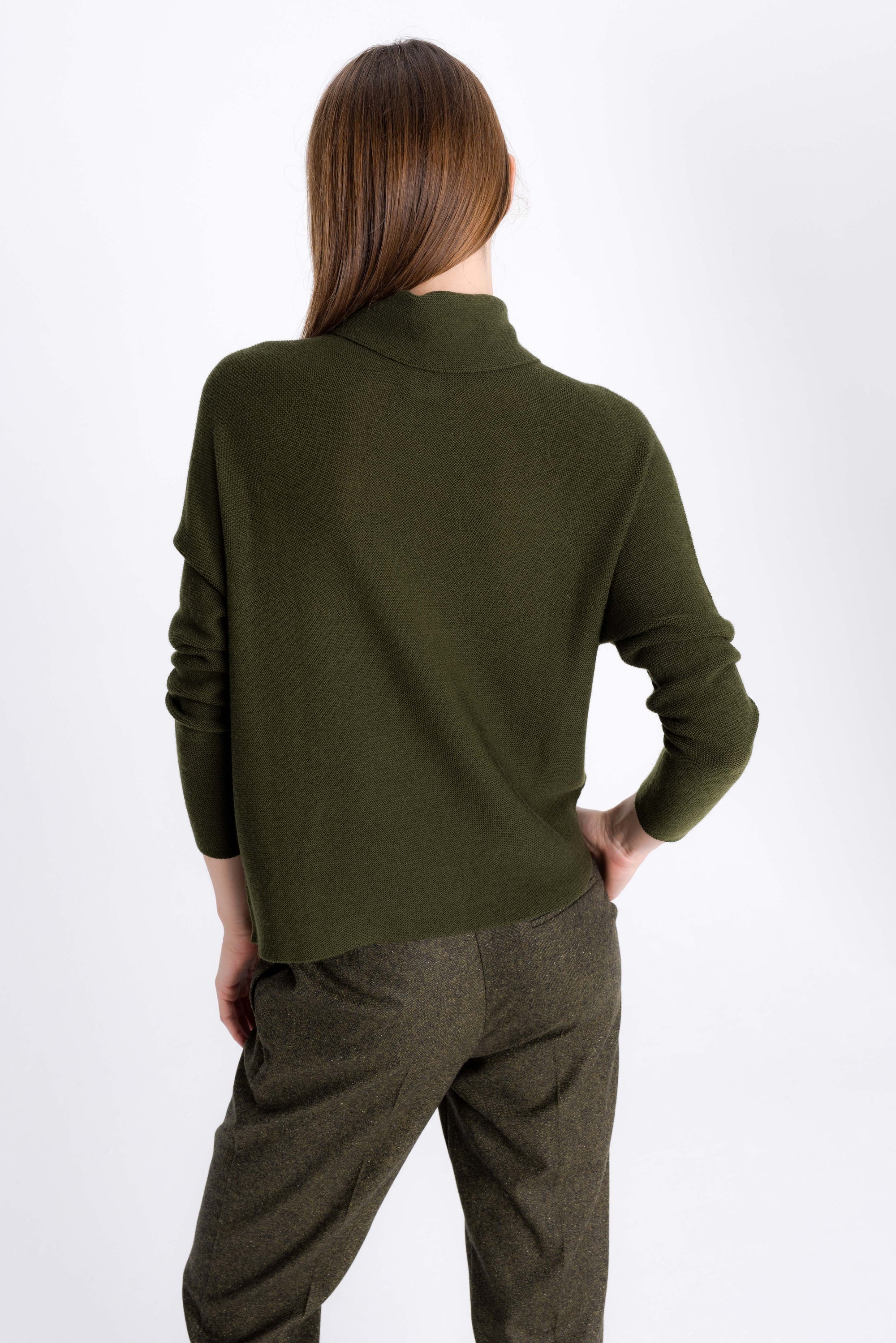 FOREST GREEN SWEATER WITH MERINO WOOL