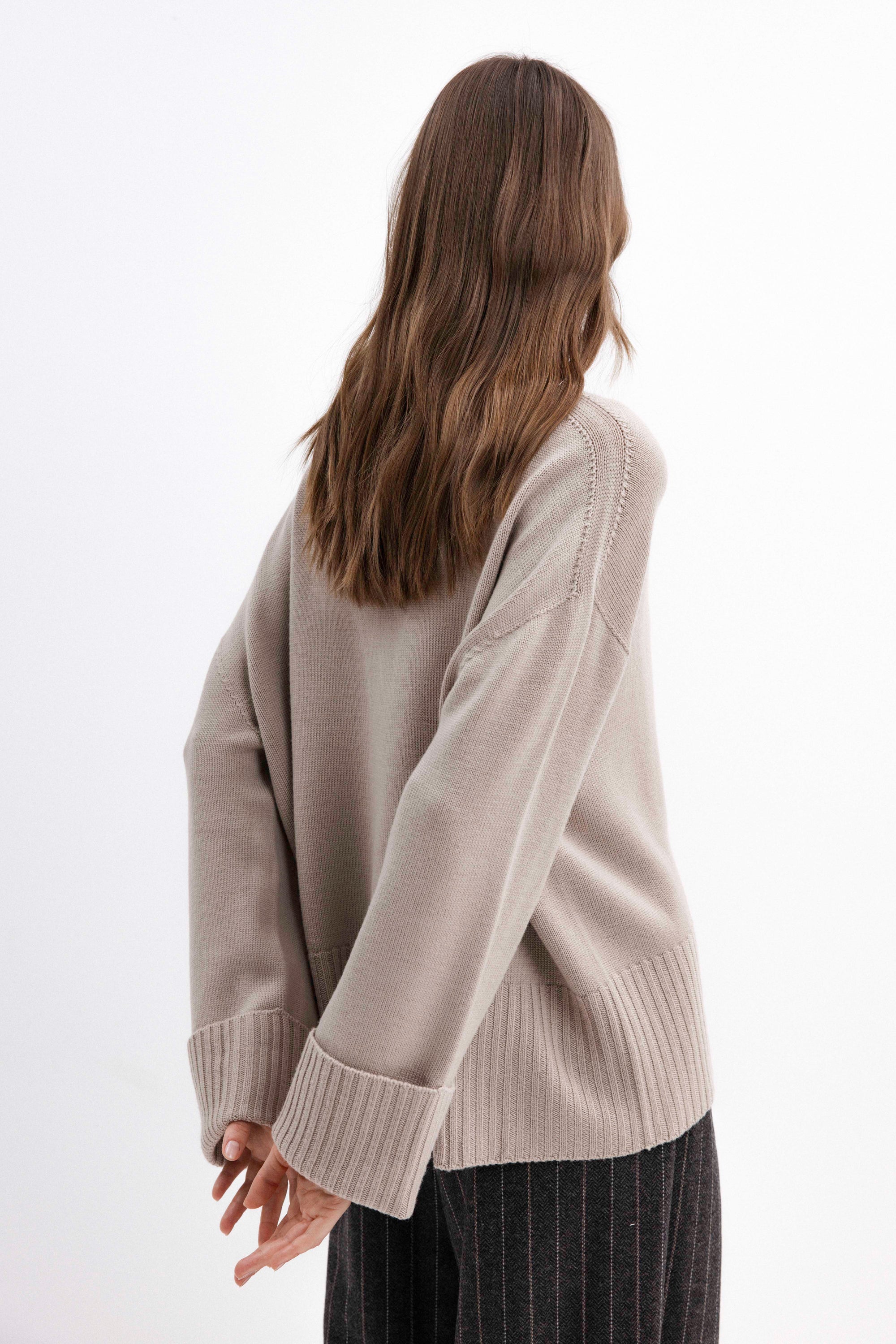 MERINO WOOL OVERSIZED SWEATER WITH BUTTONS