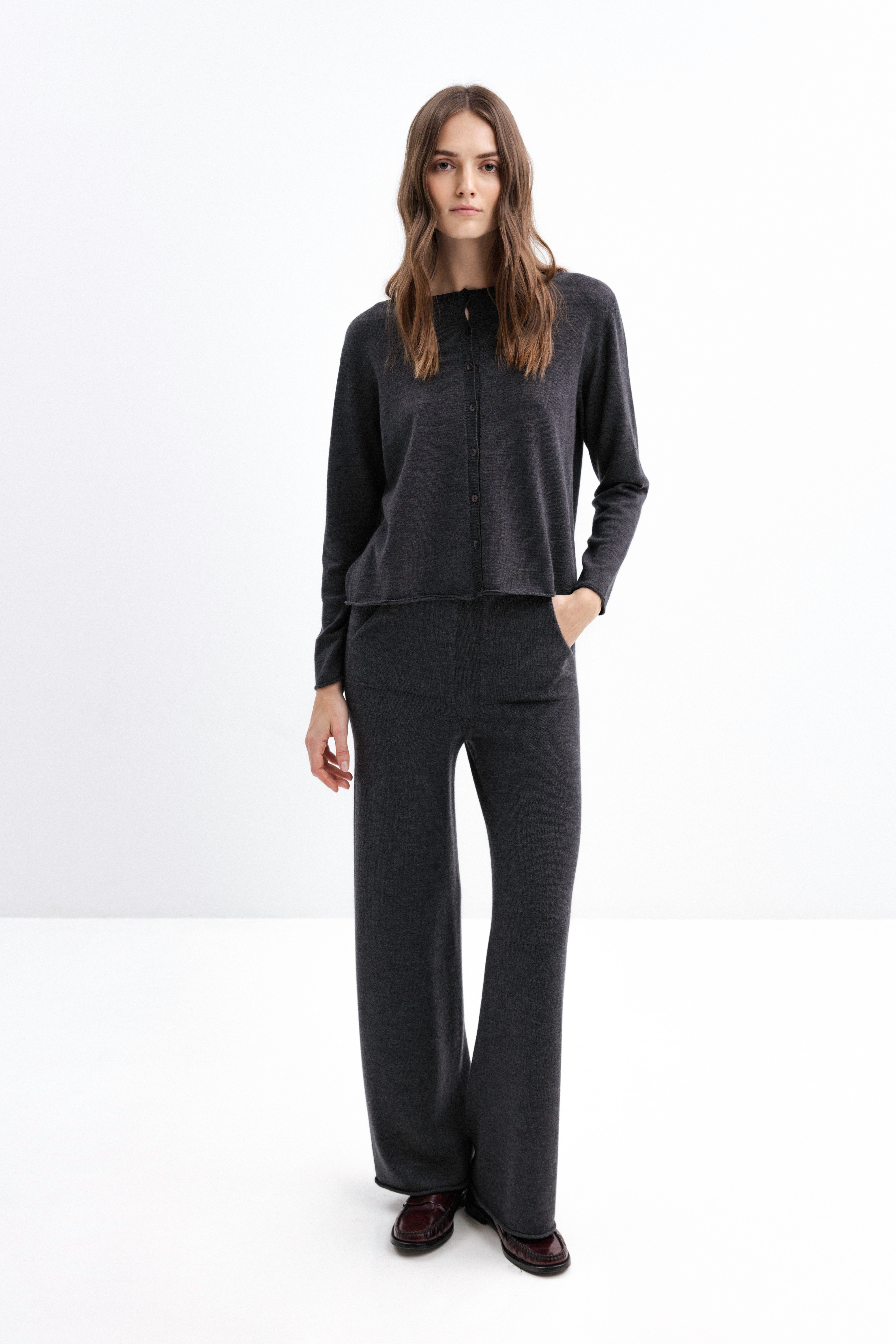 DARK GREY MERINO WOOL SWEATER WITH BUTTONS