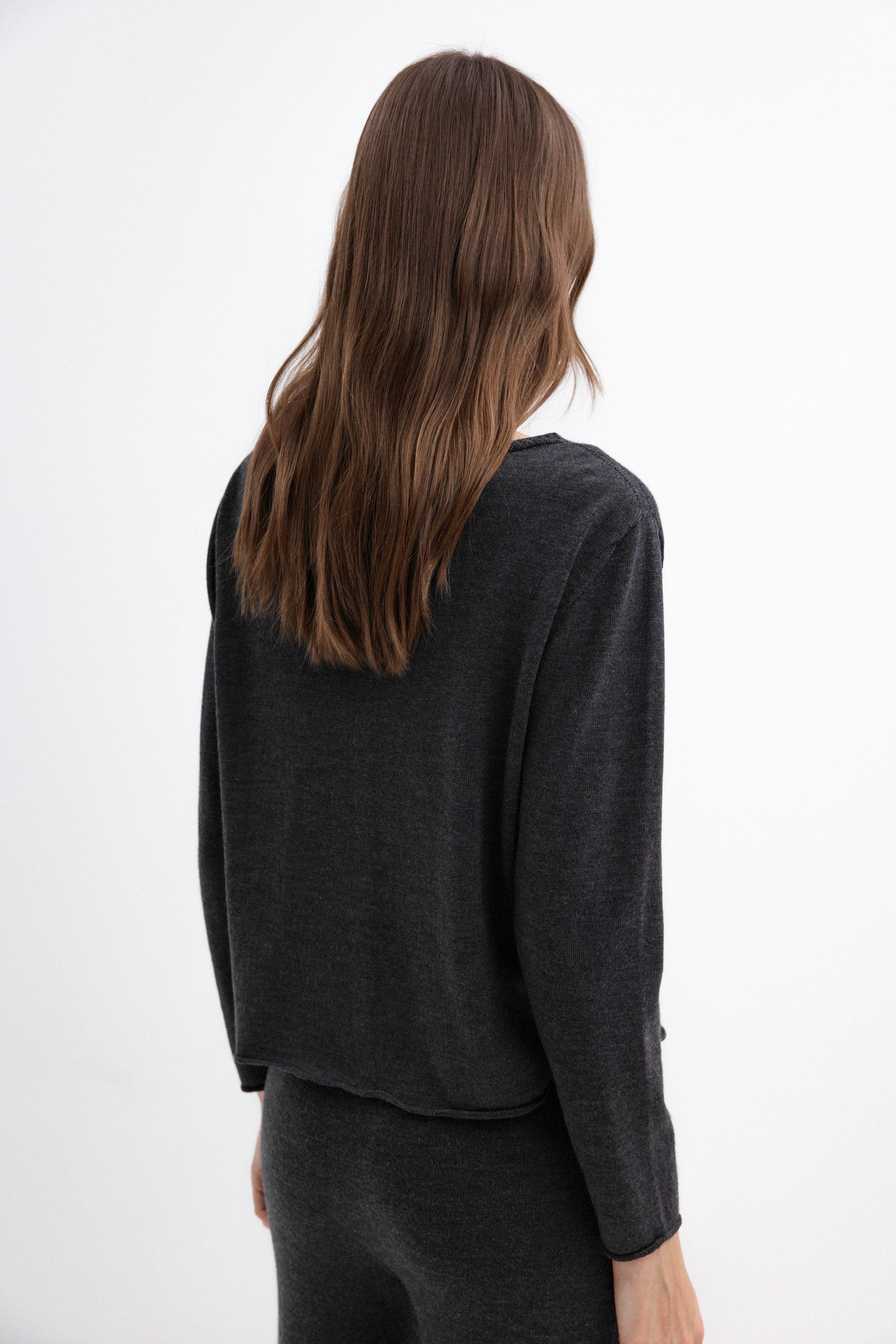 DARK GREY MERINO WOOL SWEATER WITH BUTTONS