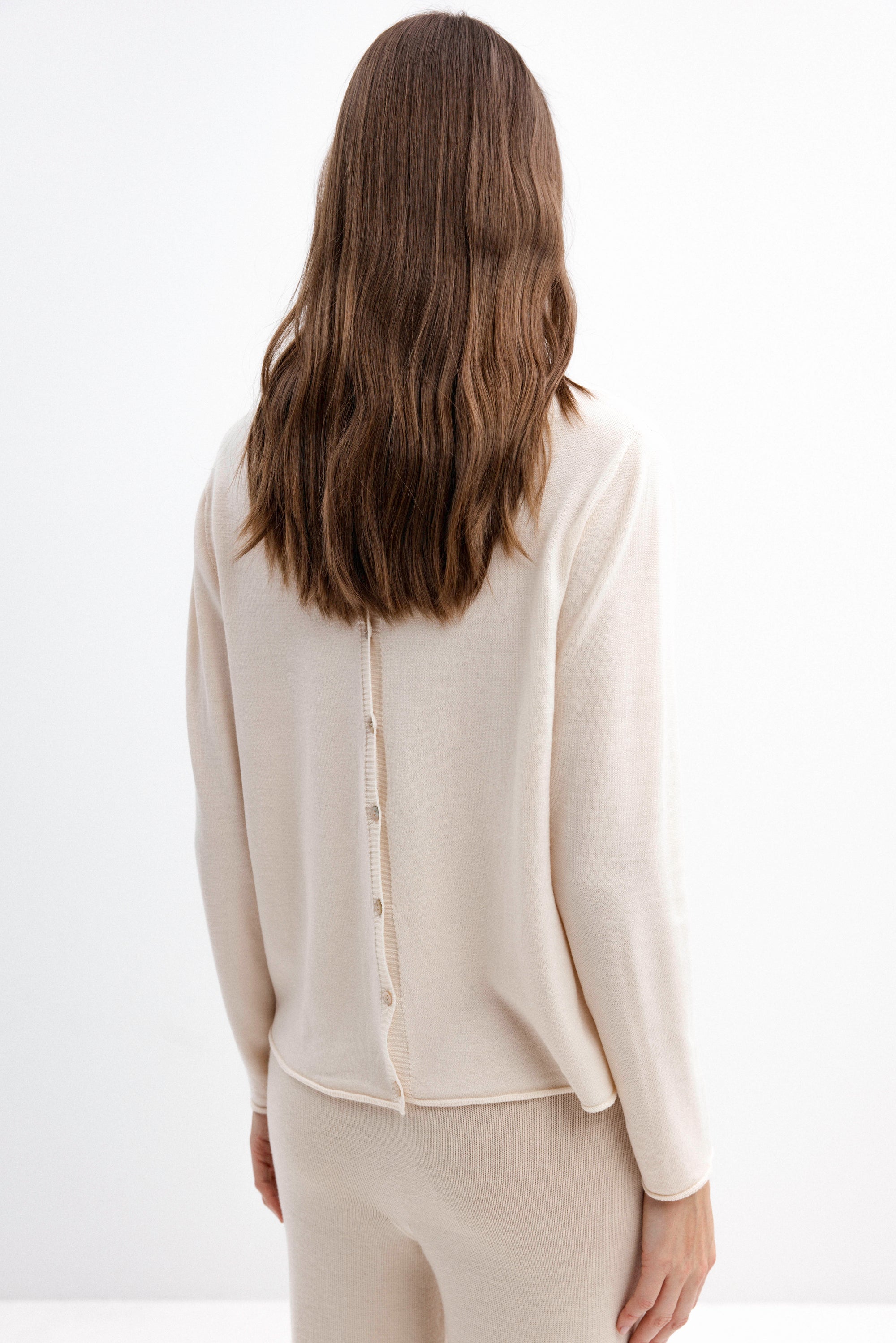 MILK SHADE MERINO WOOL SWEATER WITH BUTTONS