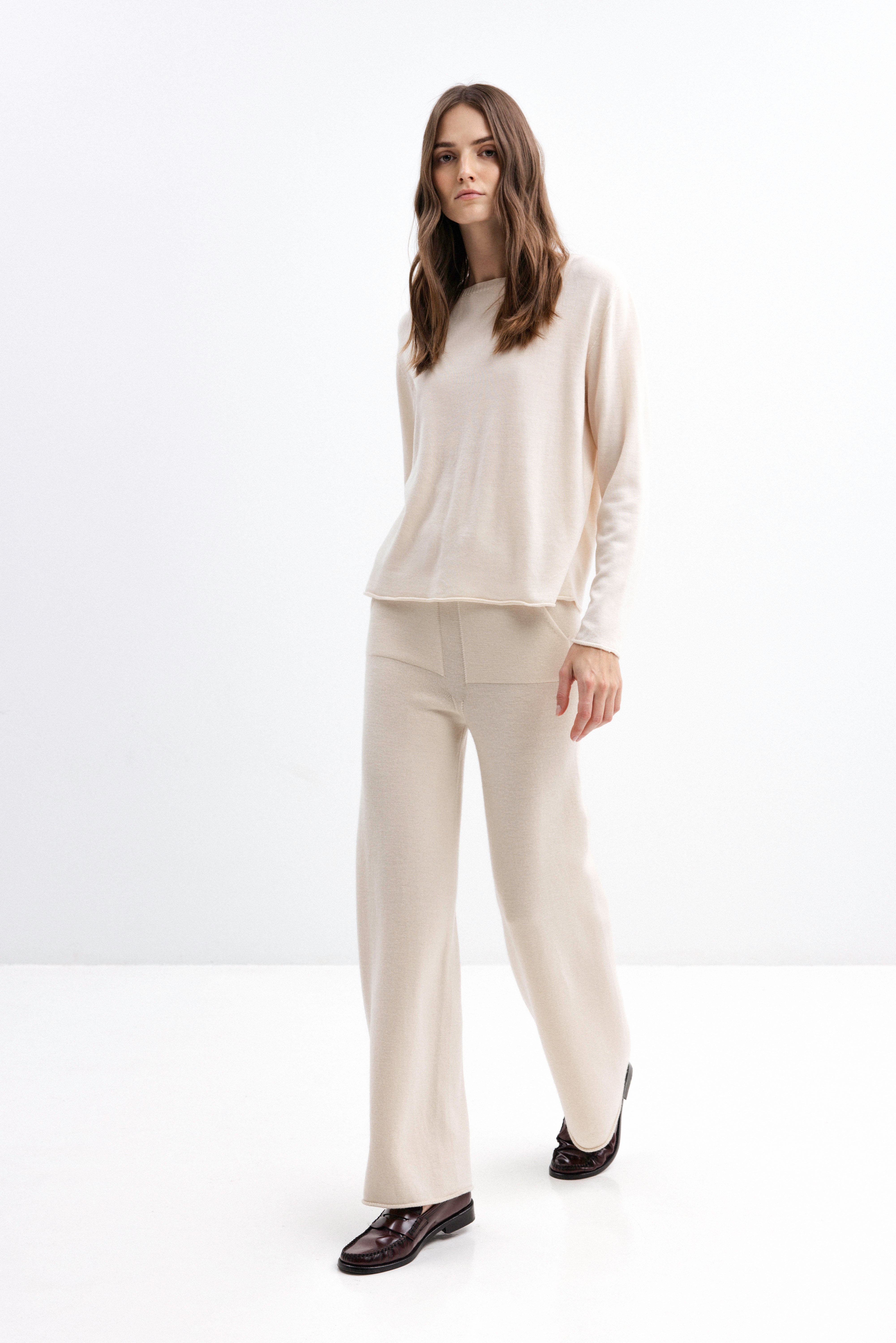 MILK SHADE MERINO WOOL SWEATER WITH BUTTONS