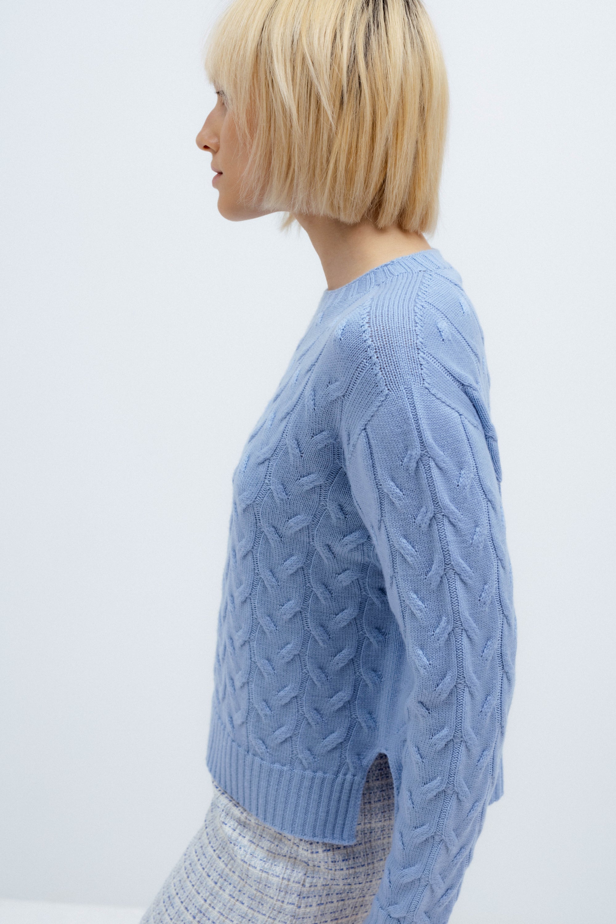 LIGHT BLUE MERINO WOOL SWEATER