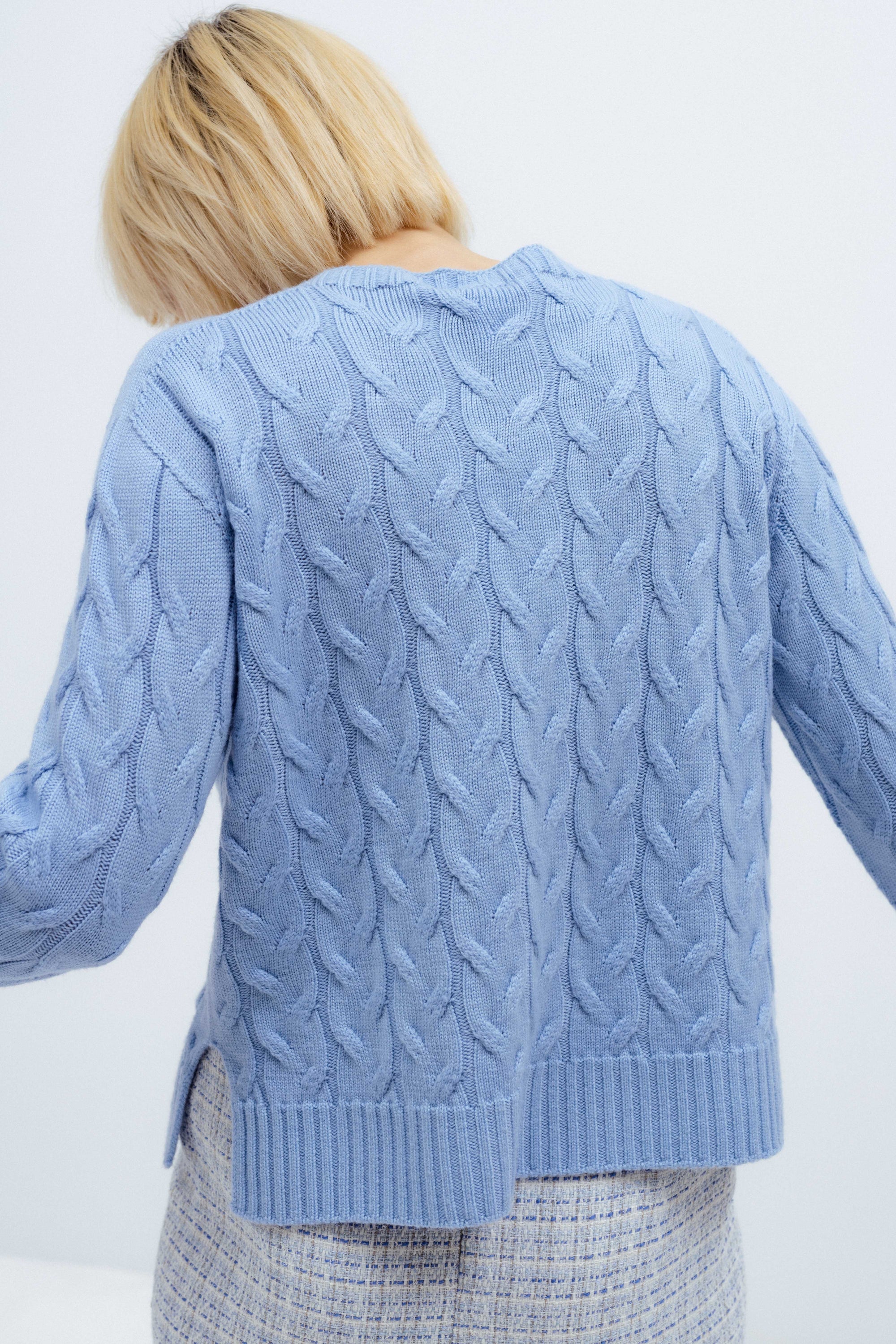 LIGHT BLUE MERINO WOOL SWEATER
