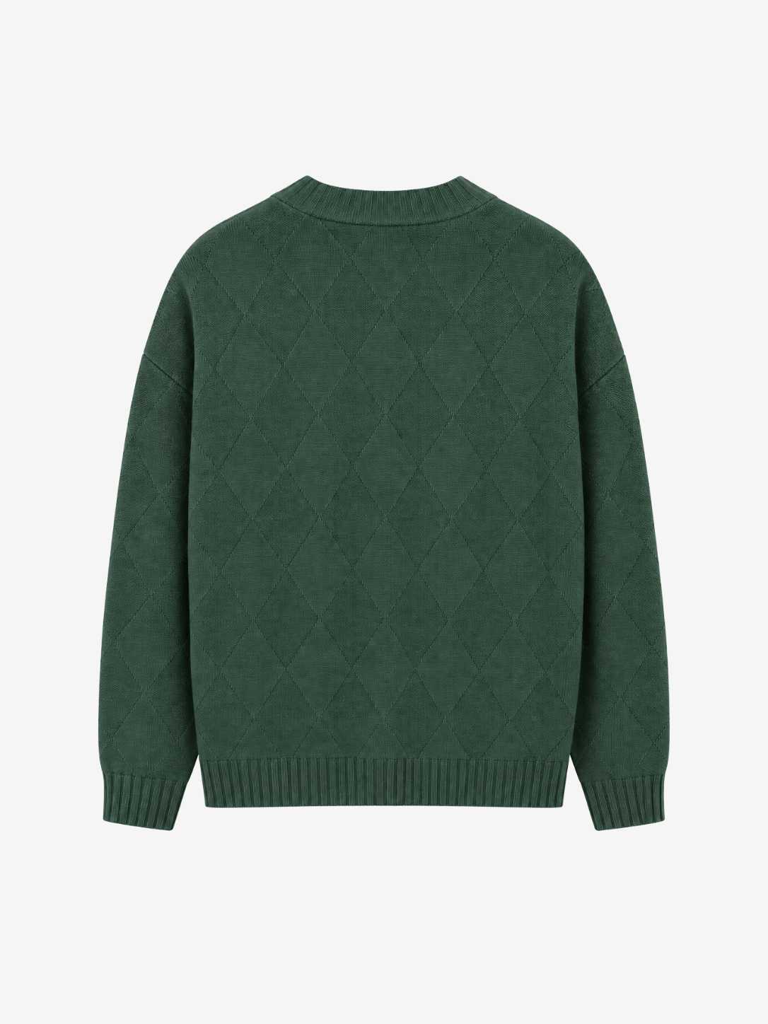 GREEN WOOL ARGYLE SWEATER