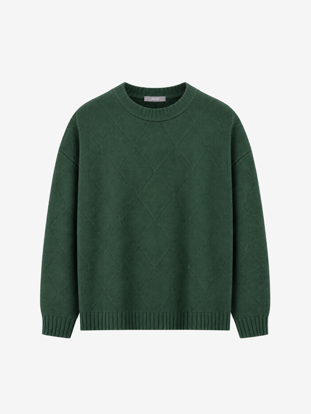 GREEN WOOL ARGYLE SWEATER
