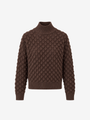 BROWN TEXTURED WOOL SWEATER