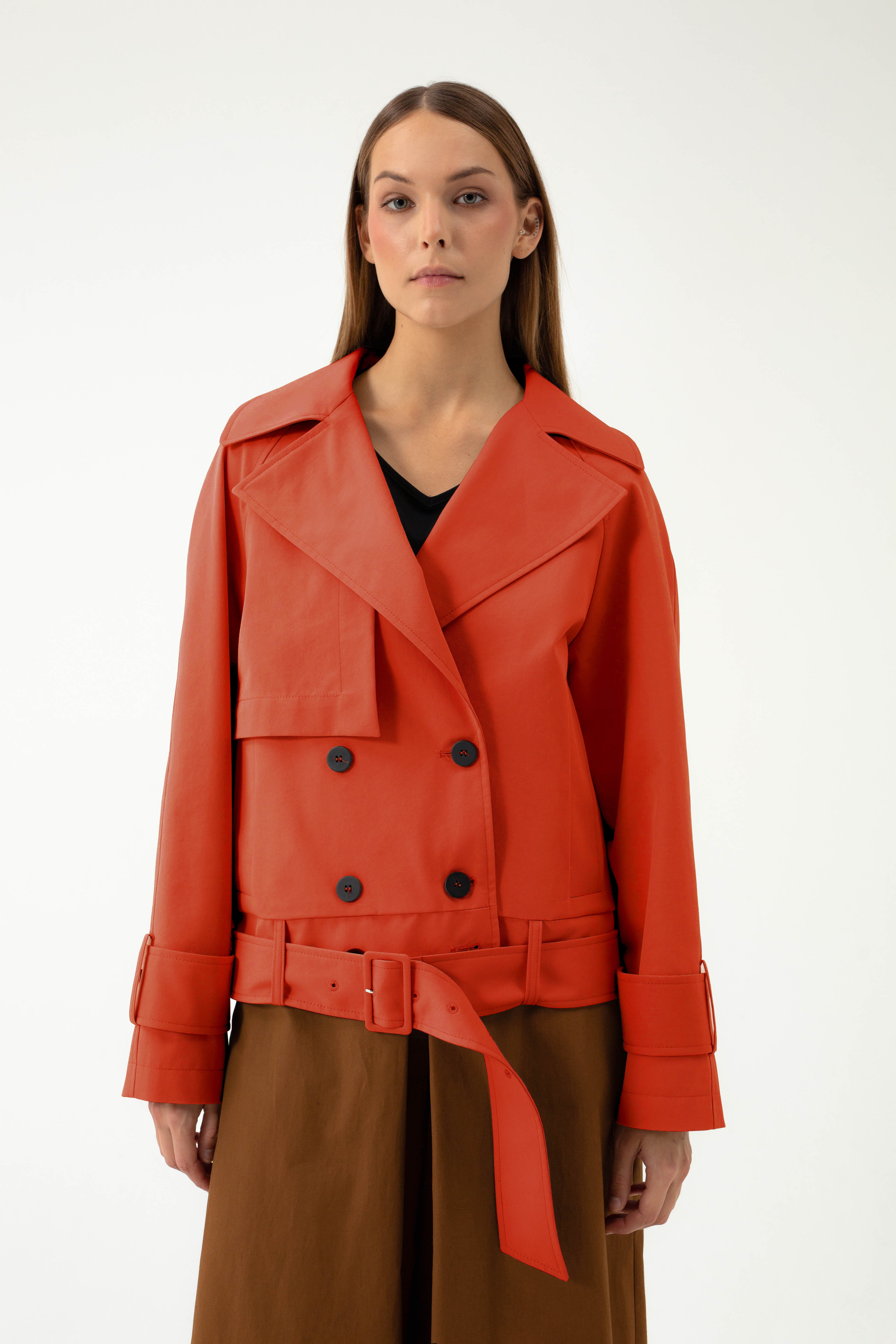 SHORT TERRACOTA SHADE TRENCH COAT – InAvati