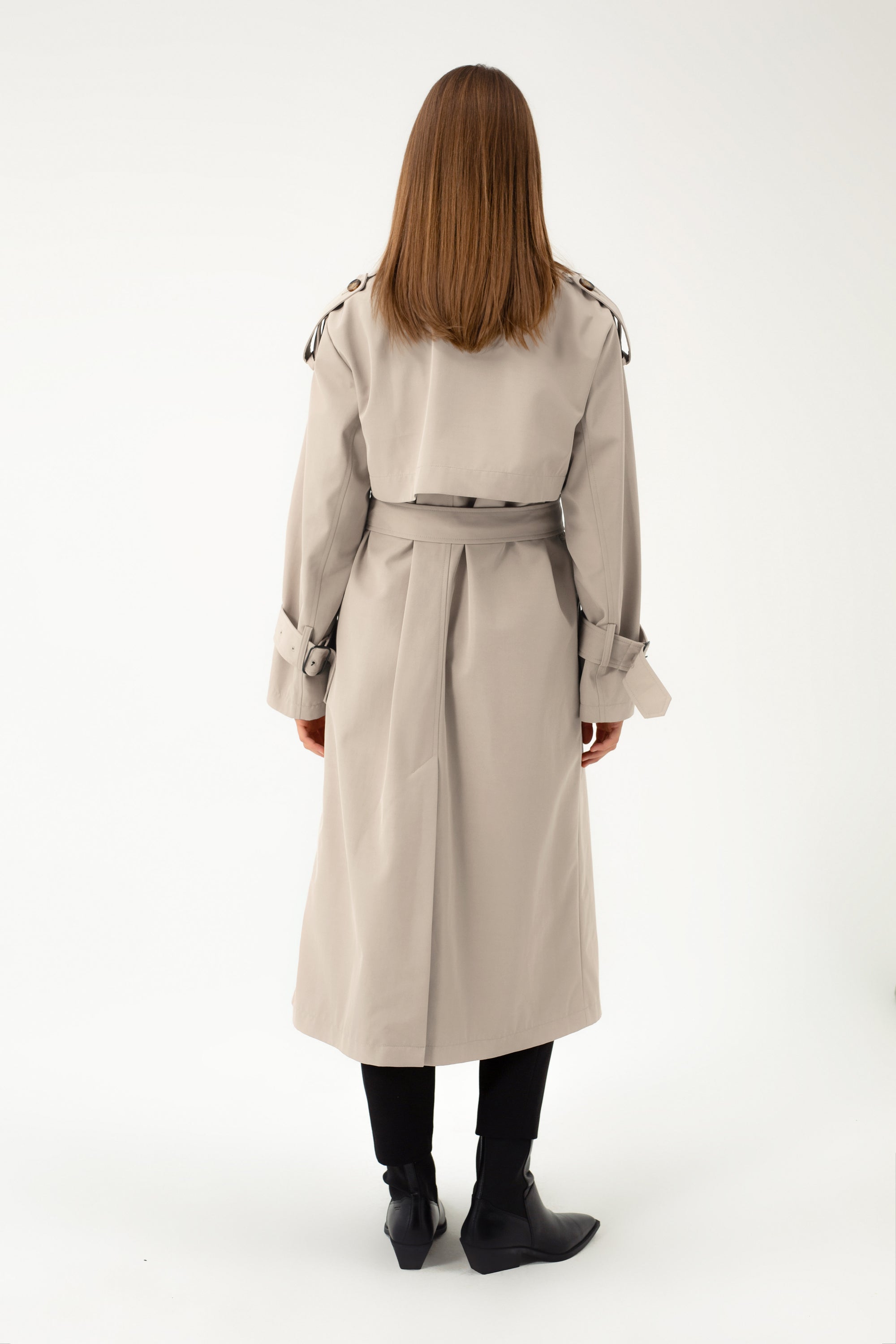 BEIGE TRENCHCOAT WITH DECORATIVE BELTS