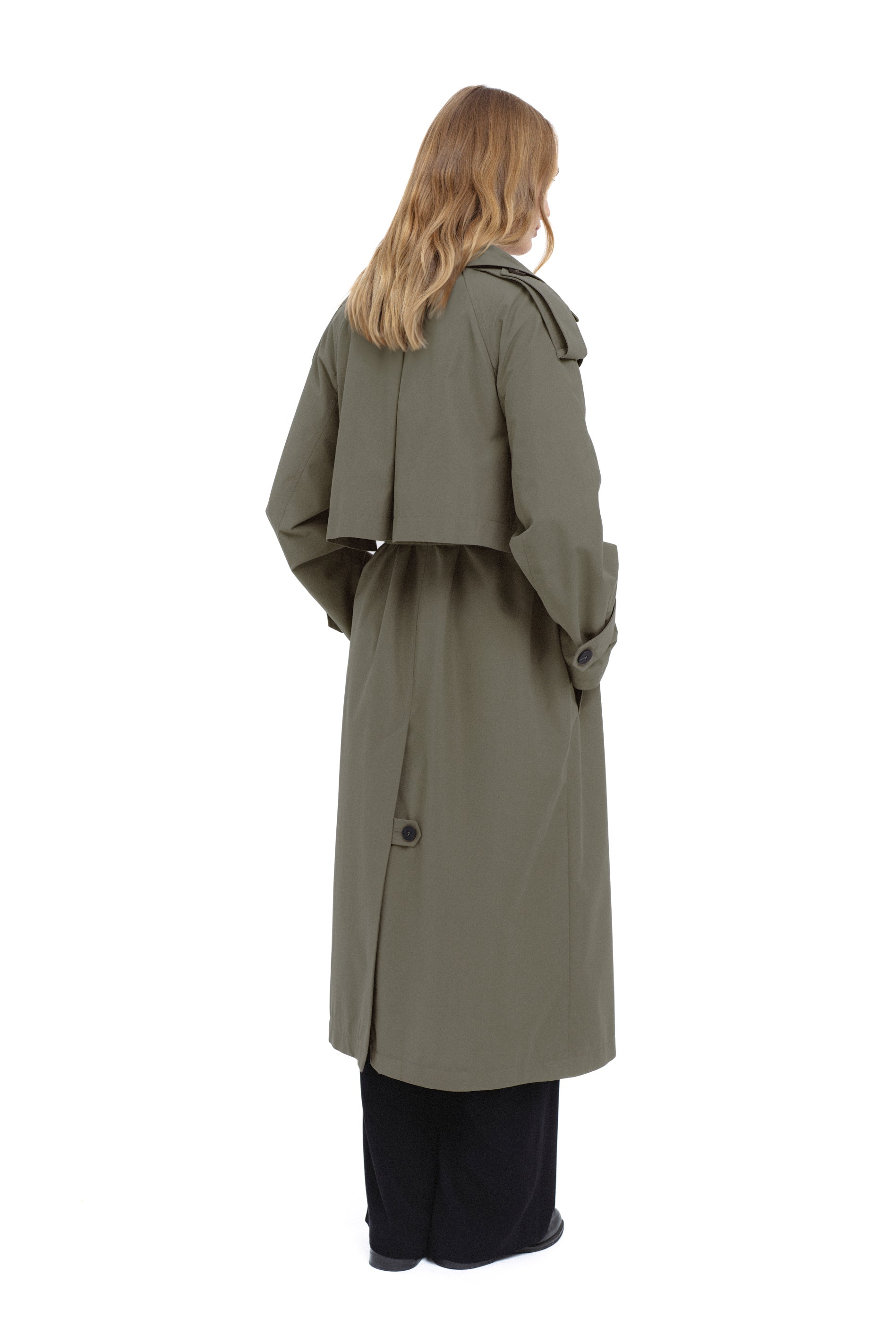 Khaki Trenchcoat mit lockerer Passform