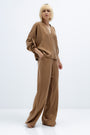 CAMEL WIDE-LEG TROUSERS