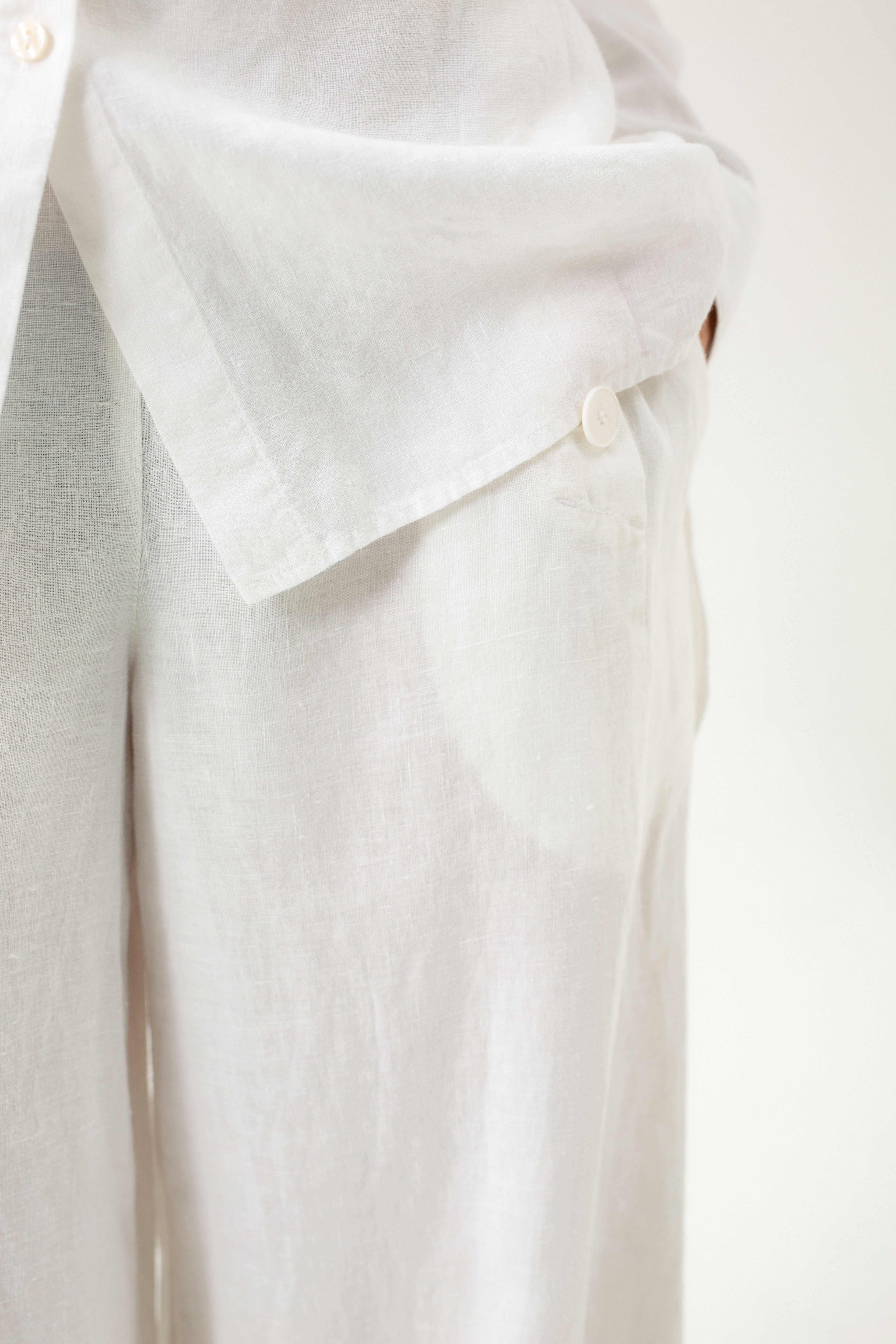 WIDE-LEG LINEN WHITE TROUSERS