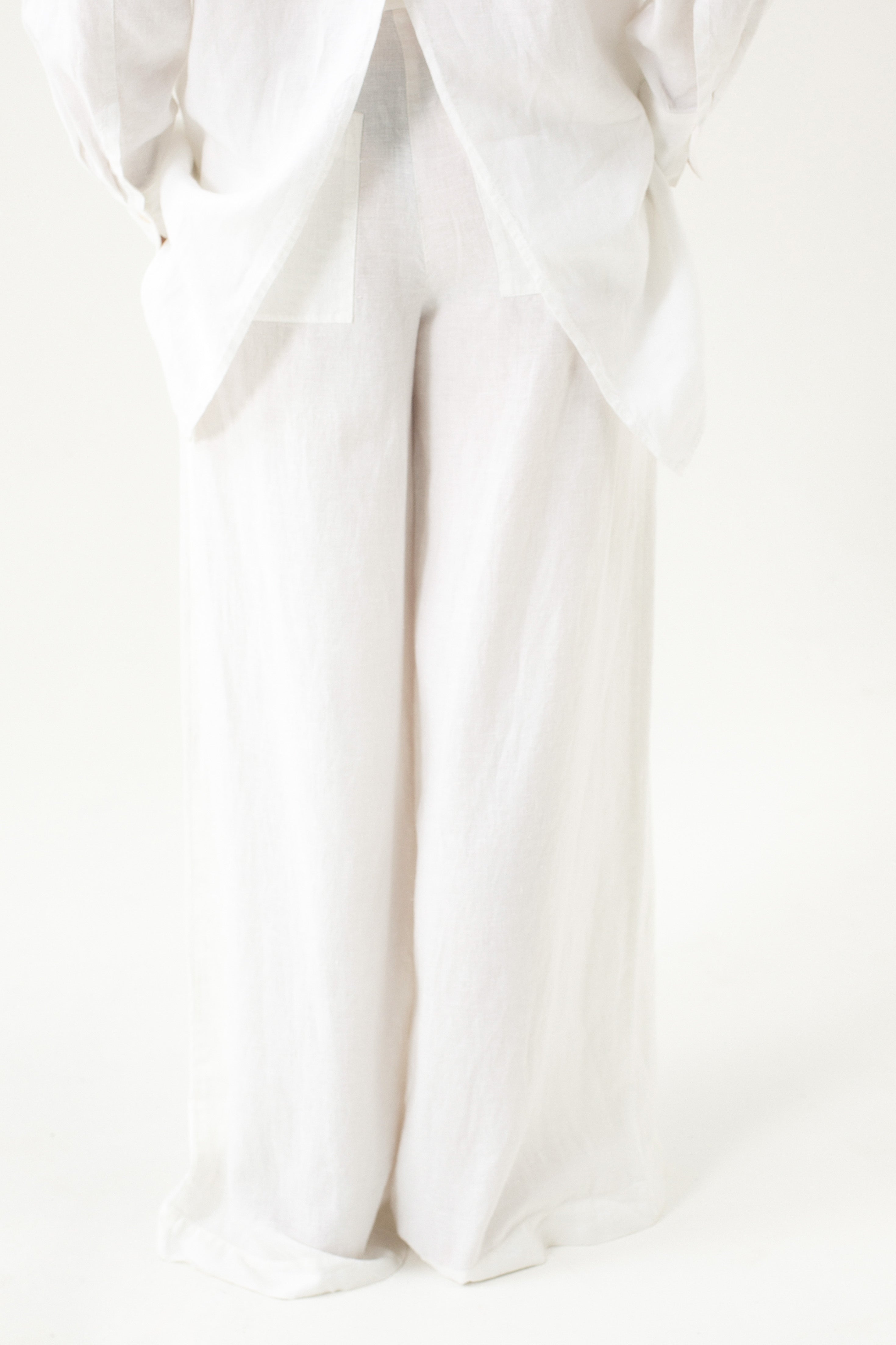 WIDE-LEG LINEN WHITE TROUSERS