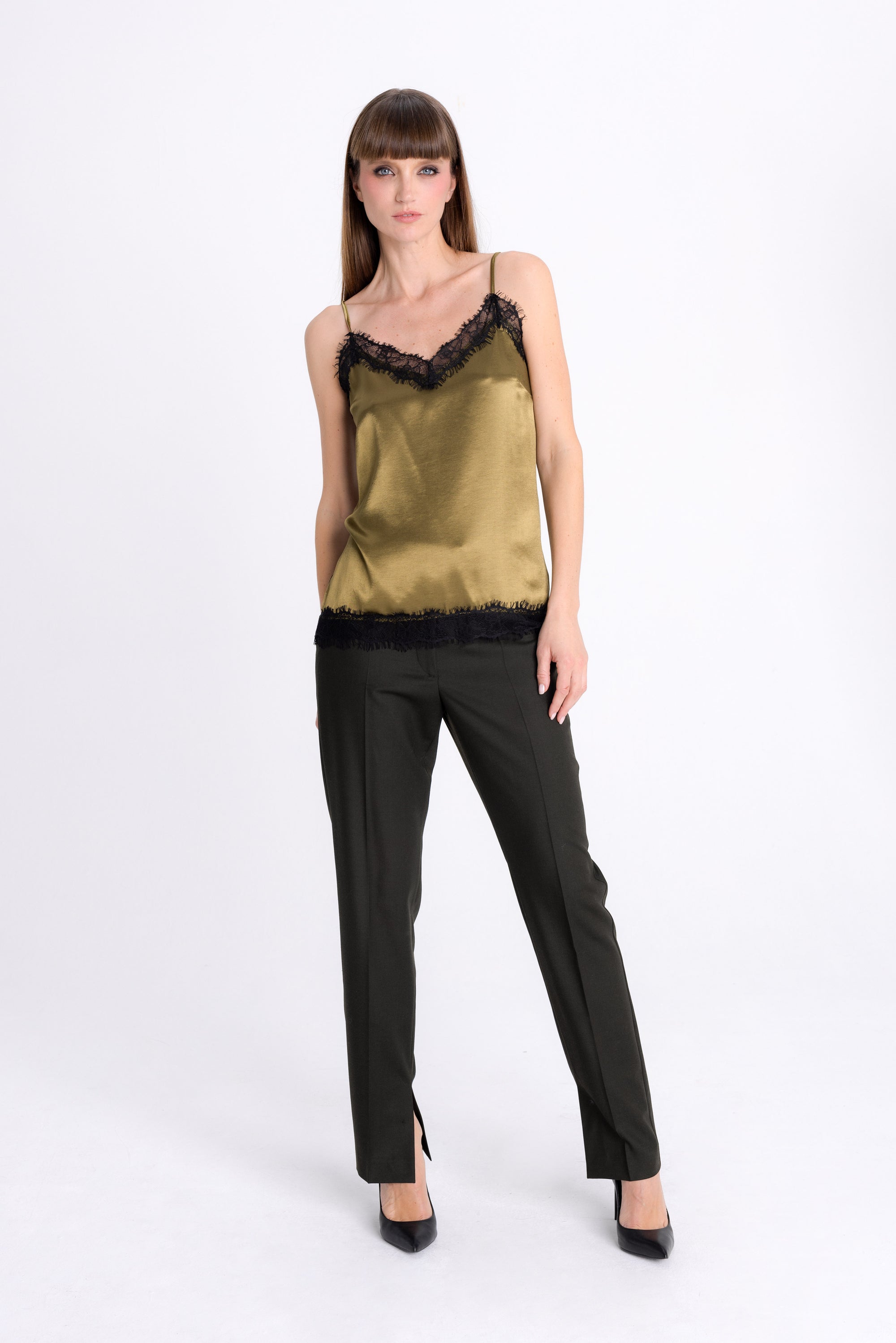 FOREST GREEN TAPERED TROUSERS