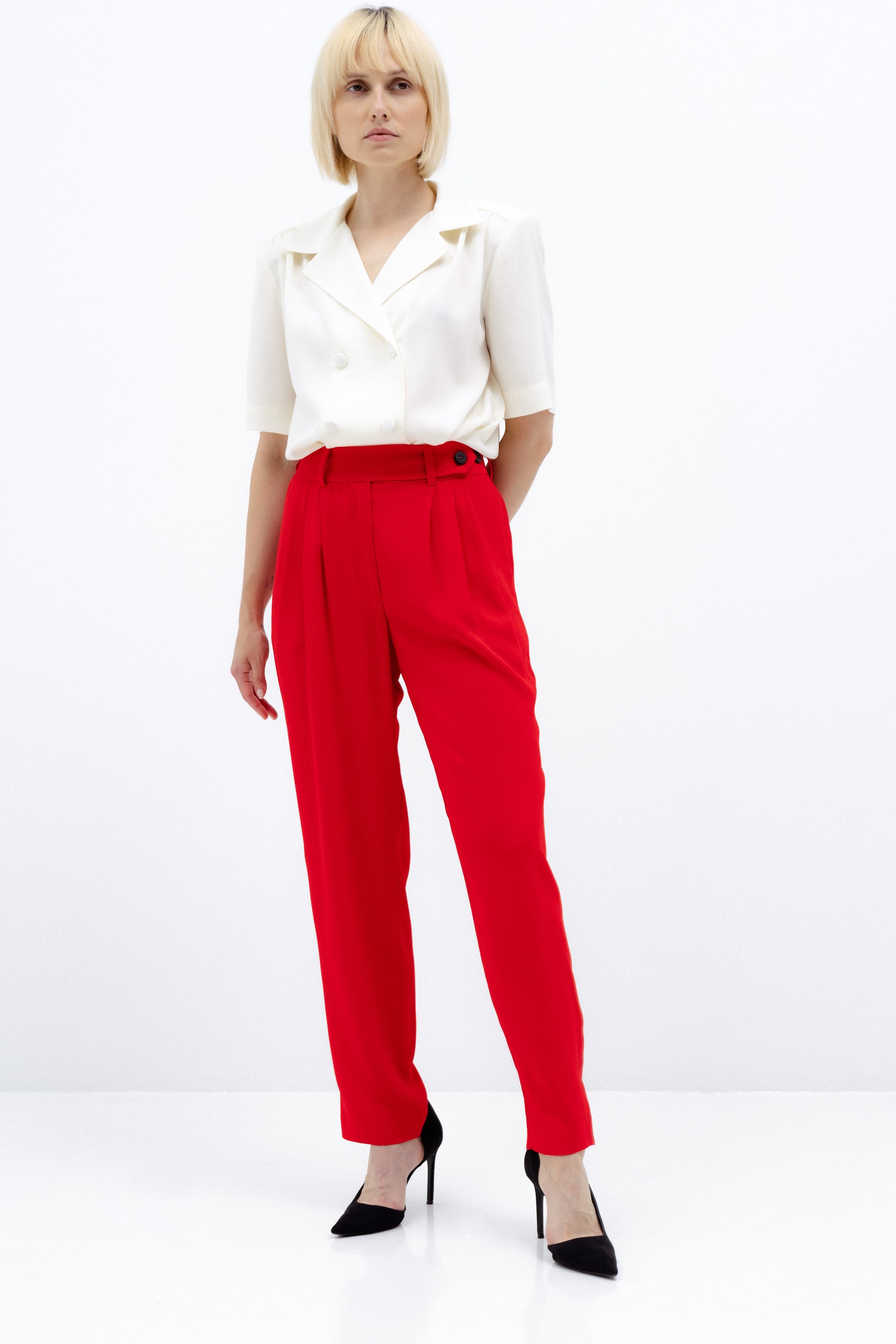 TAPERED SUIT TROUSERS IN RED