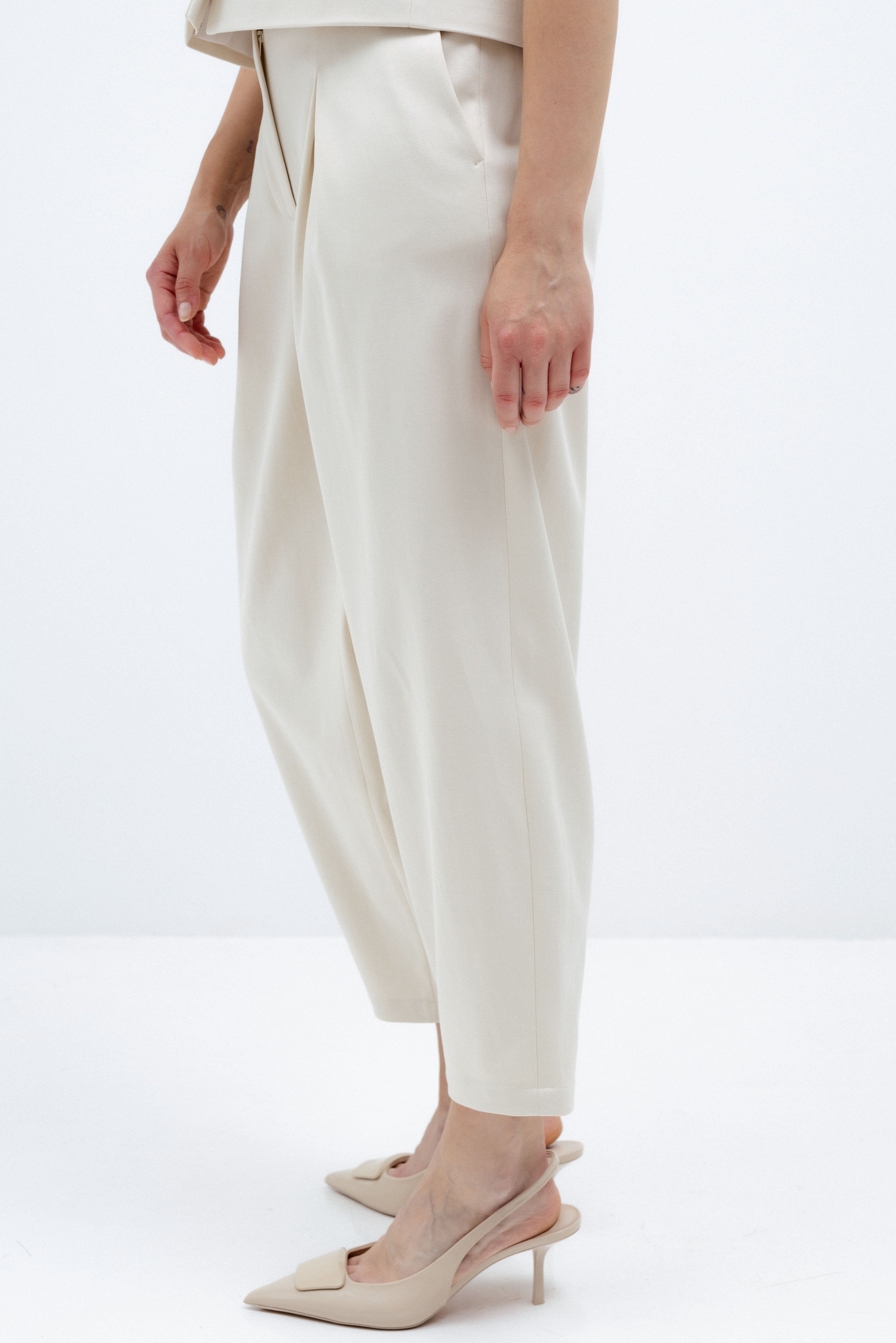 MILK-SHADE TAPERED TROUSERS
