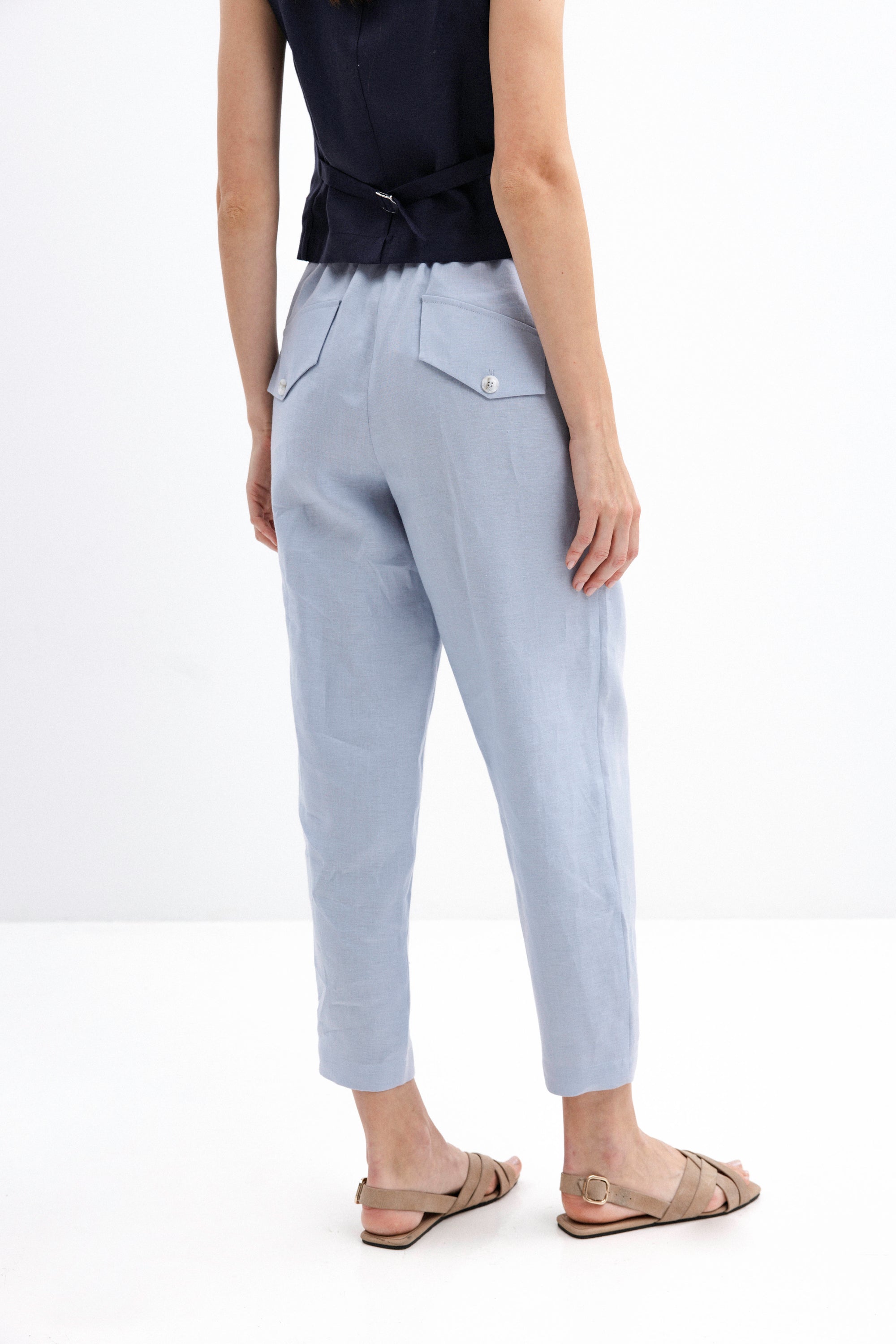 LIGHT BLUE LINEN JOGGER TROUSERS