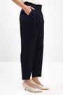 TAPERED NAVY TROUSERS WITH FRONT PLEATS