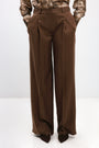 WIDE-LEG TROUSERS IN NUT BROWN