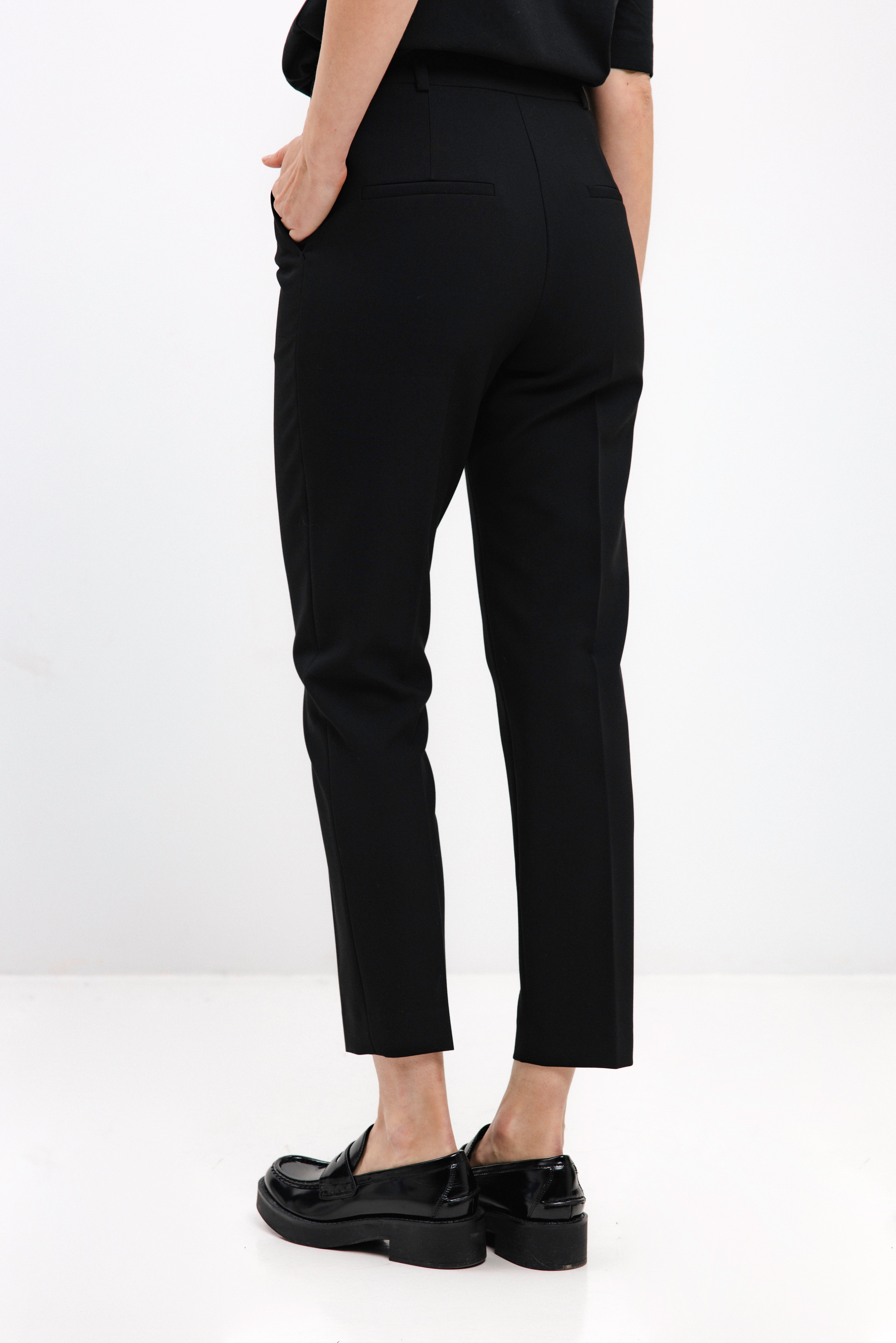 BLACK SLIM-FIT CROPPED TROUSERS