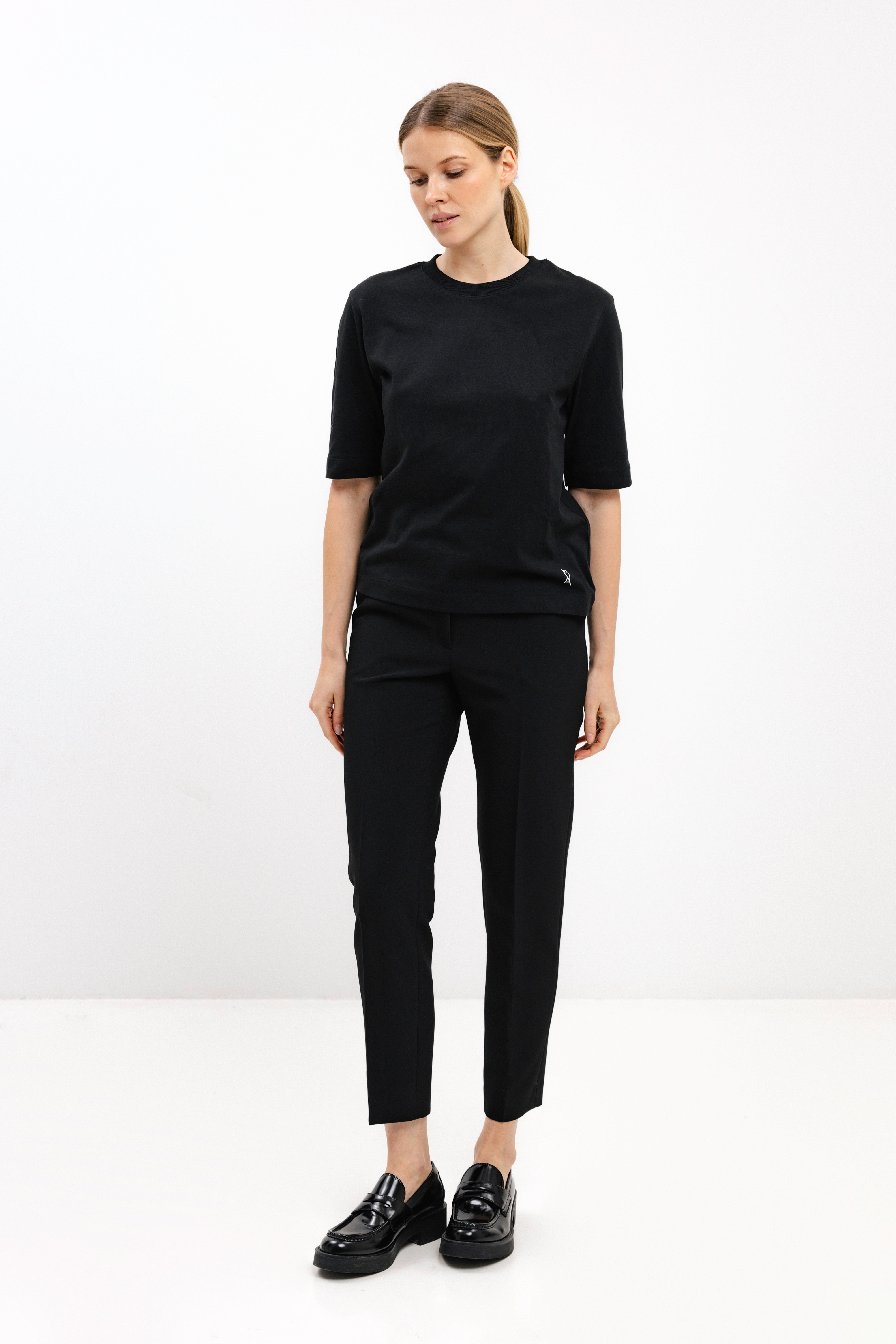 BLACK SLIM-FIT CROPPED TROUSERS