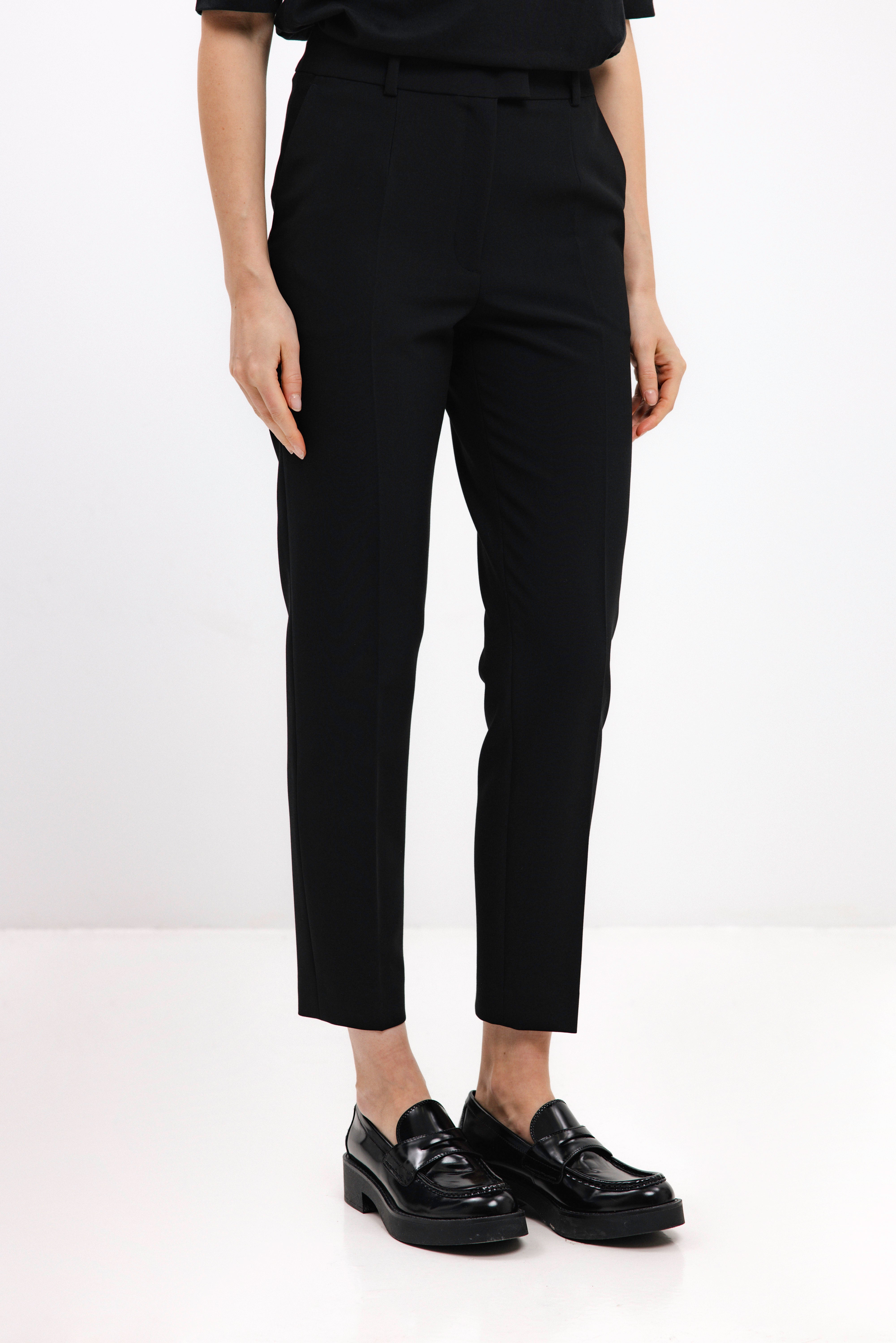 BLACK SLIM-FIT CROPPED TROUSERS
