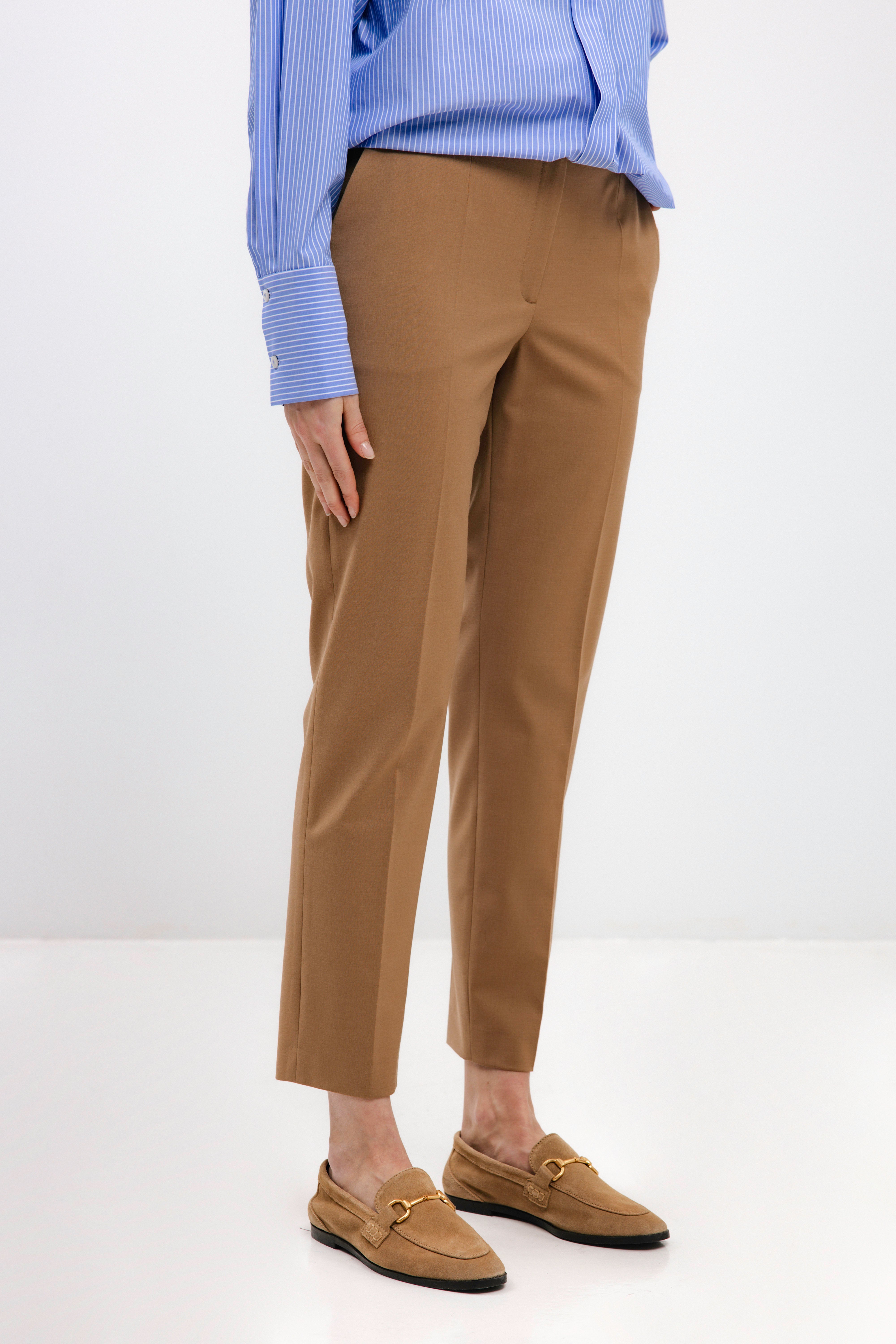 CAMEL SLIM-FIT CROPPED TROUSERS