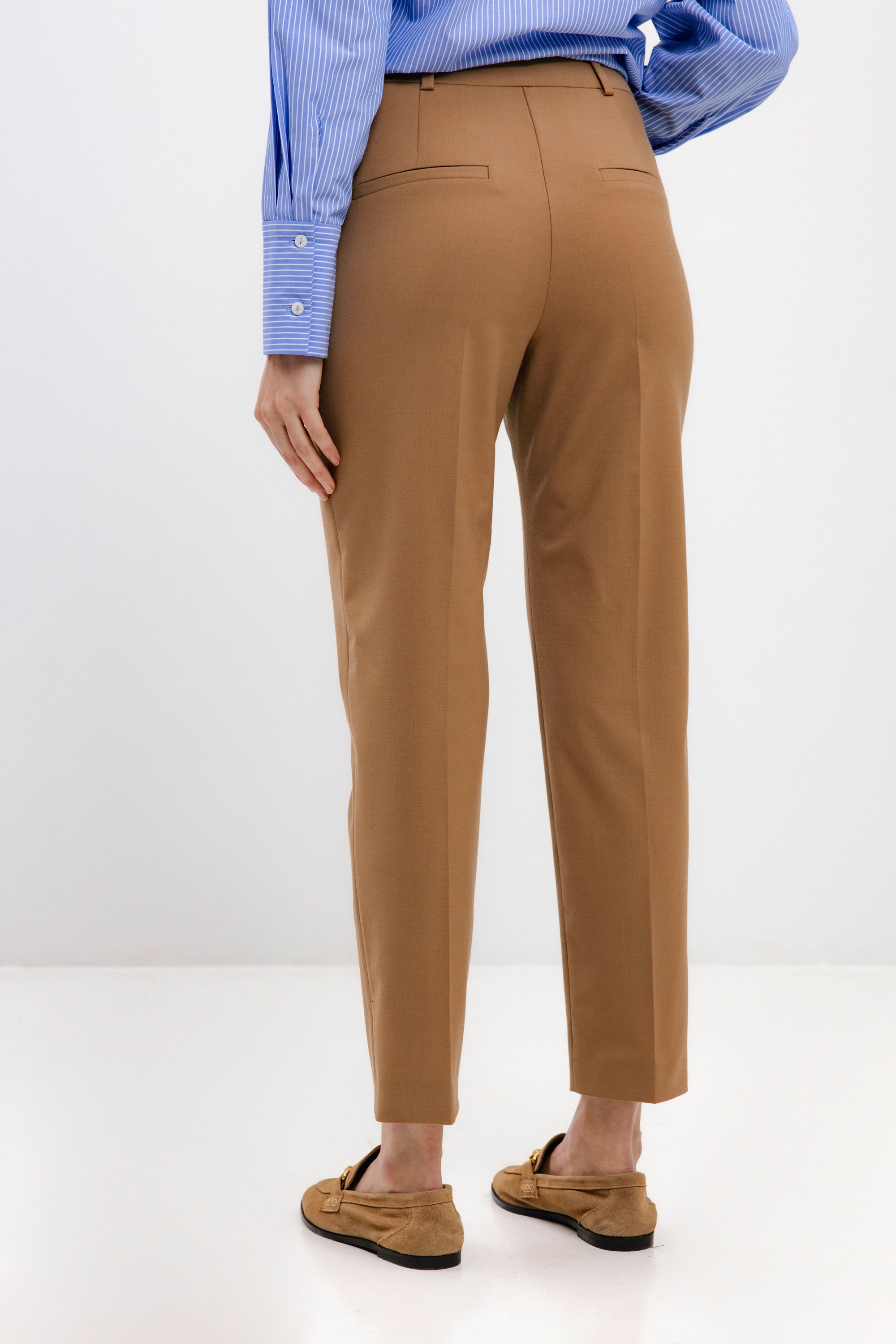 CAMEL SLIM-FIT CROPPED TROUSERS