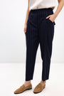 NAVY WOOL PINSTRIPE JOGGER TROUSERS