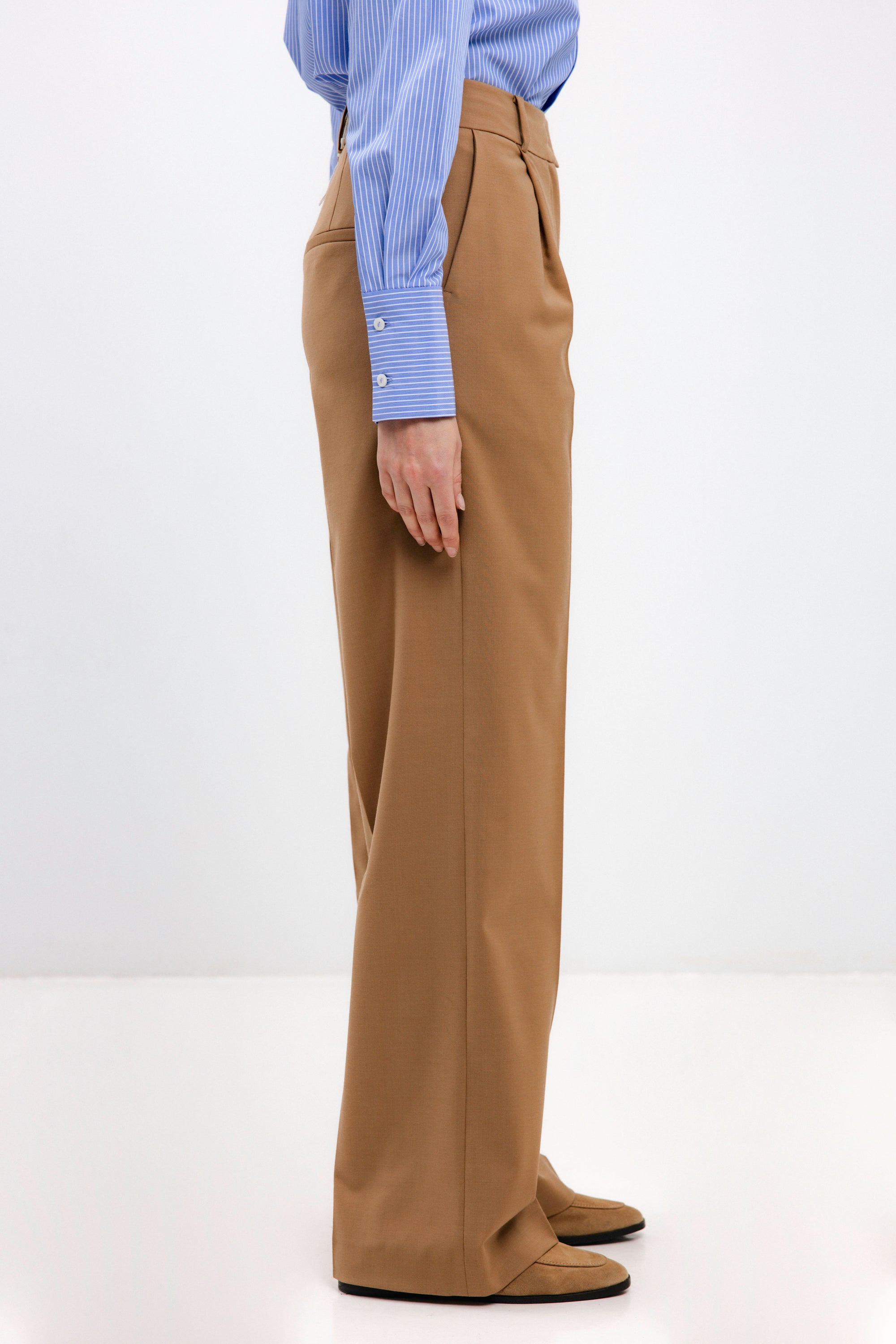 CAMEL STRAIGHT-LEG TROUSERS