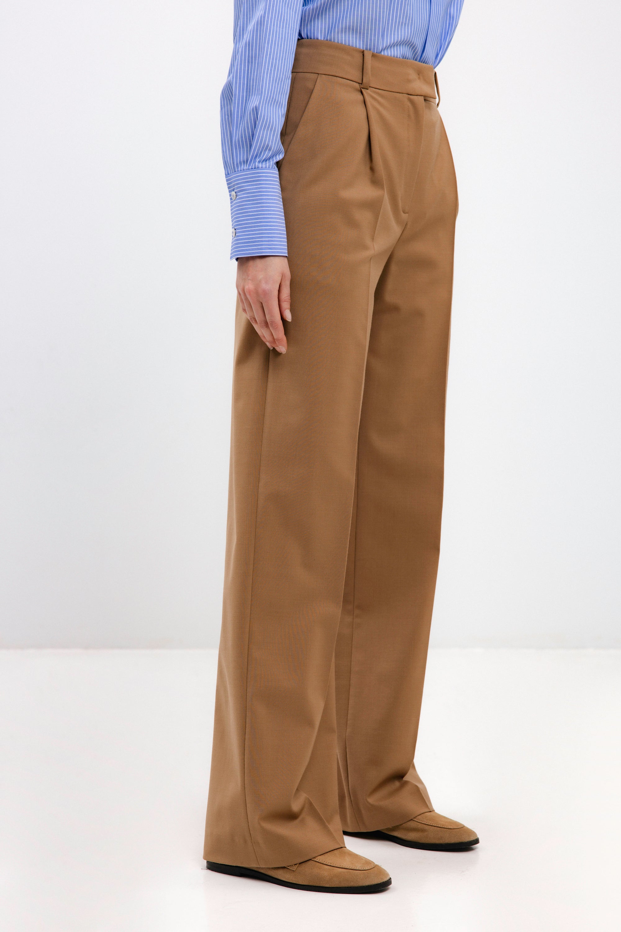 CAMEL STRAIGHT-LEG TROUSERS