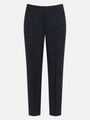 BLACK NAVY SLIM-FIT TROUSERS WITH WINDOWPANE PATTERN